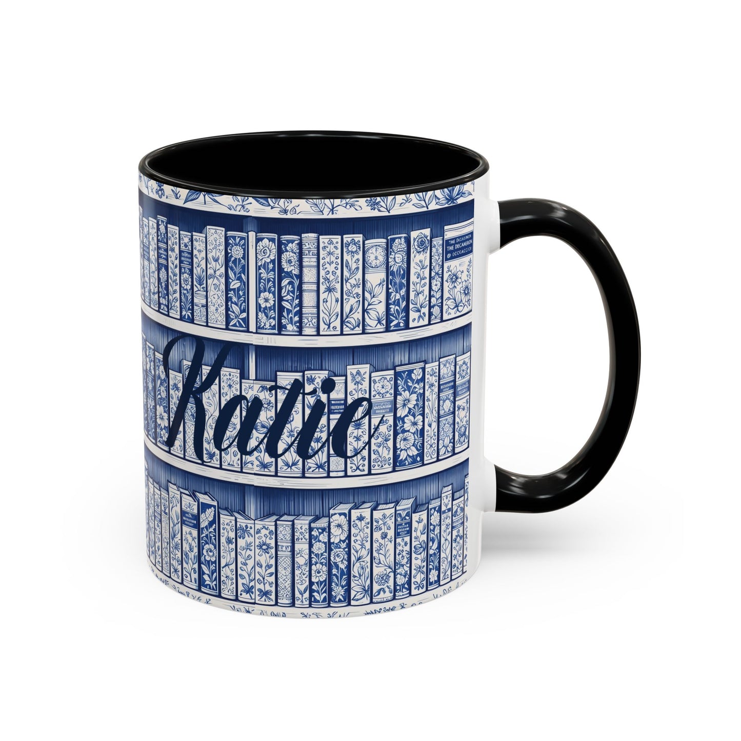 Personalized floral coffee cup, cozy reading bookish gift, book lover birthday gift.