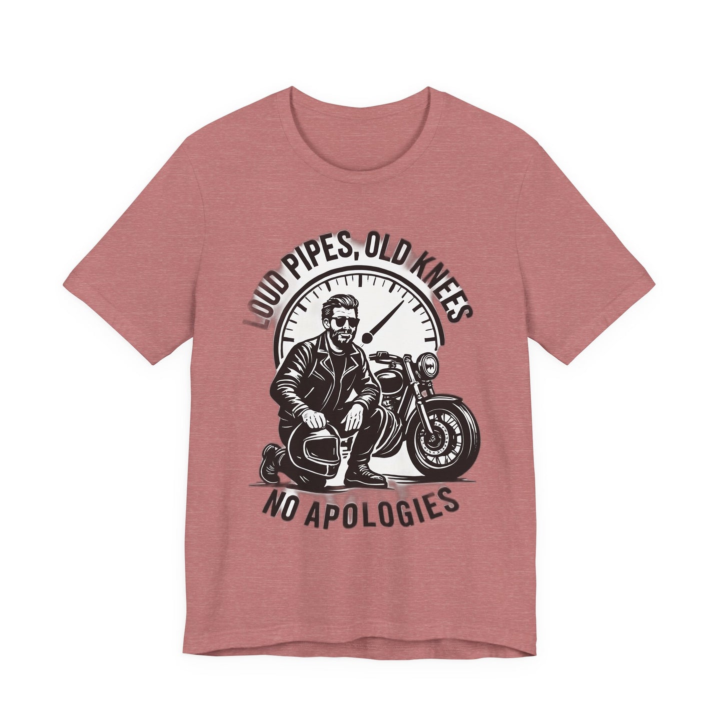 Loud Pipes No Apologies Biker Tee, This funny biker shirt encapsulates the essence of true biker fashion with its bold design and vintage motorbike vibe.