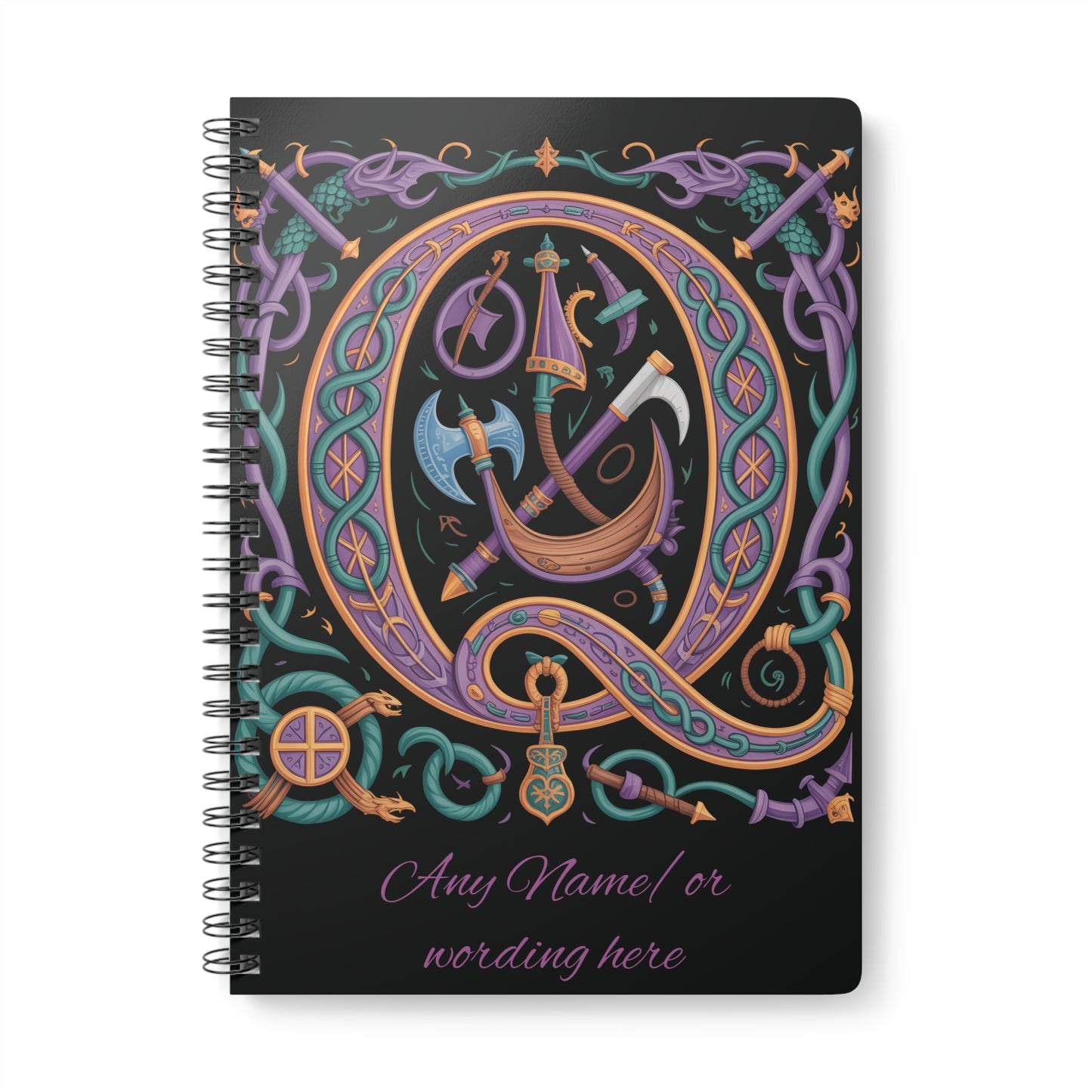 Personalized Norse Witchy Monogram A5 Notebook, Custom Journal.