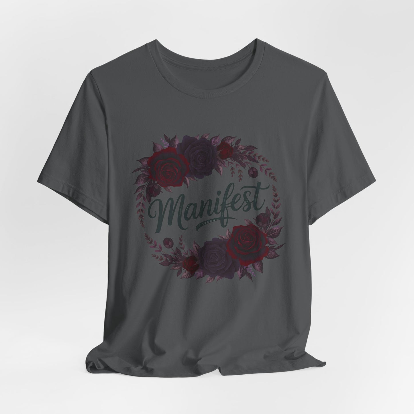Manifest Witchy T-Shirt | Dark Feminine Floral Shirt | Witchy Glam Manifestation Tee | Spiritual Goddess Moon Graphic Top