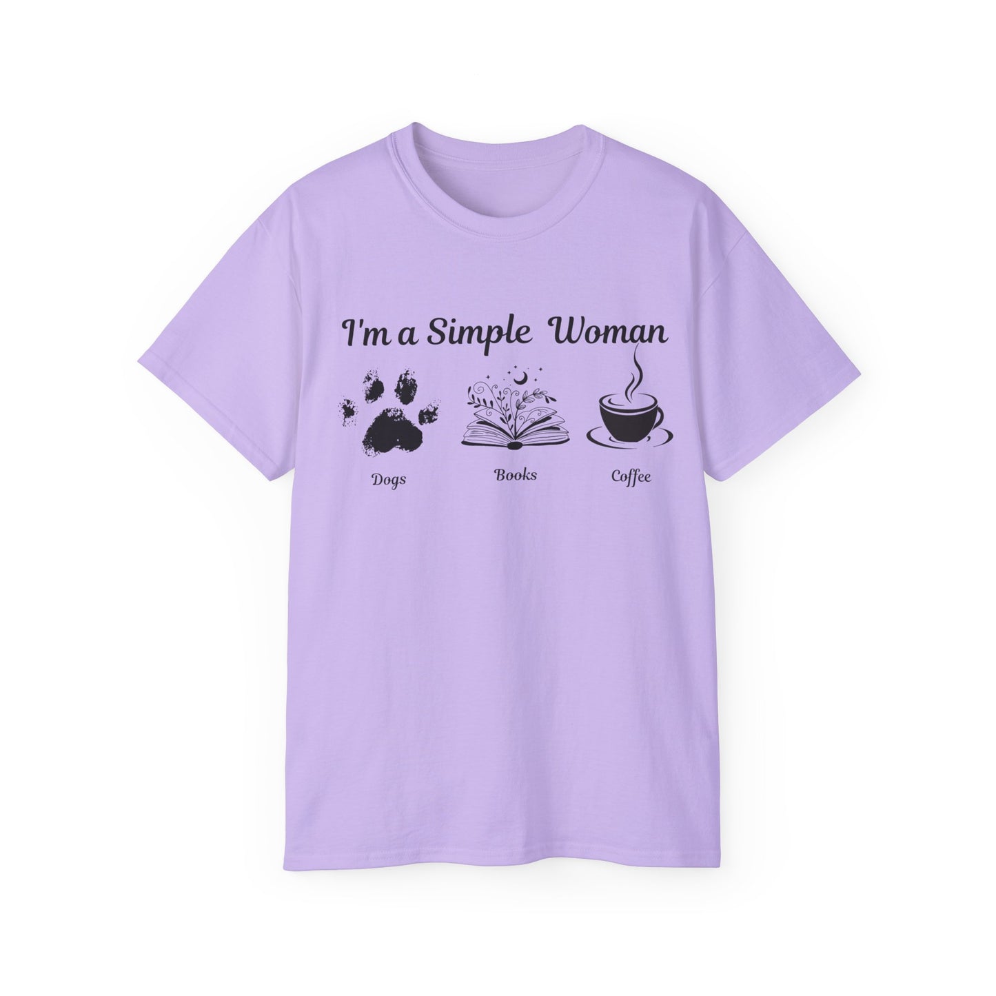 I'm a Simple Woman T Shirt, Paw Print Shirt, express your pet love and book nerd vibes whilst sipping on your caffine fix.
