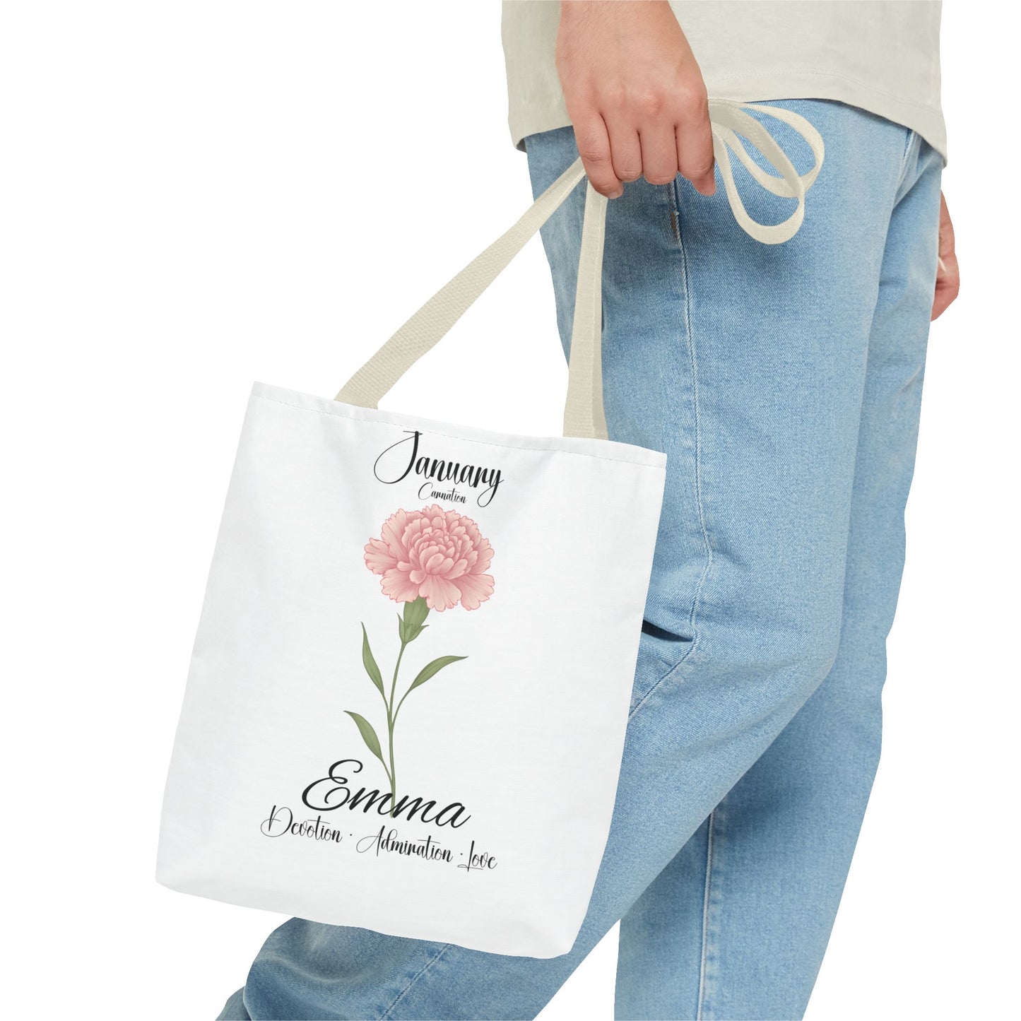 Personlized Birth Month Flower Tote Bag, Botanical Aesthetic Canvas Tote Bag, Bestfriend Gift