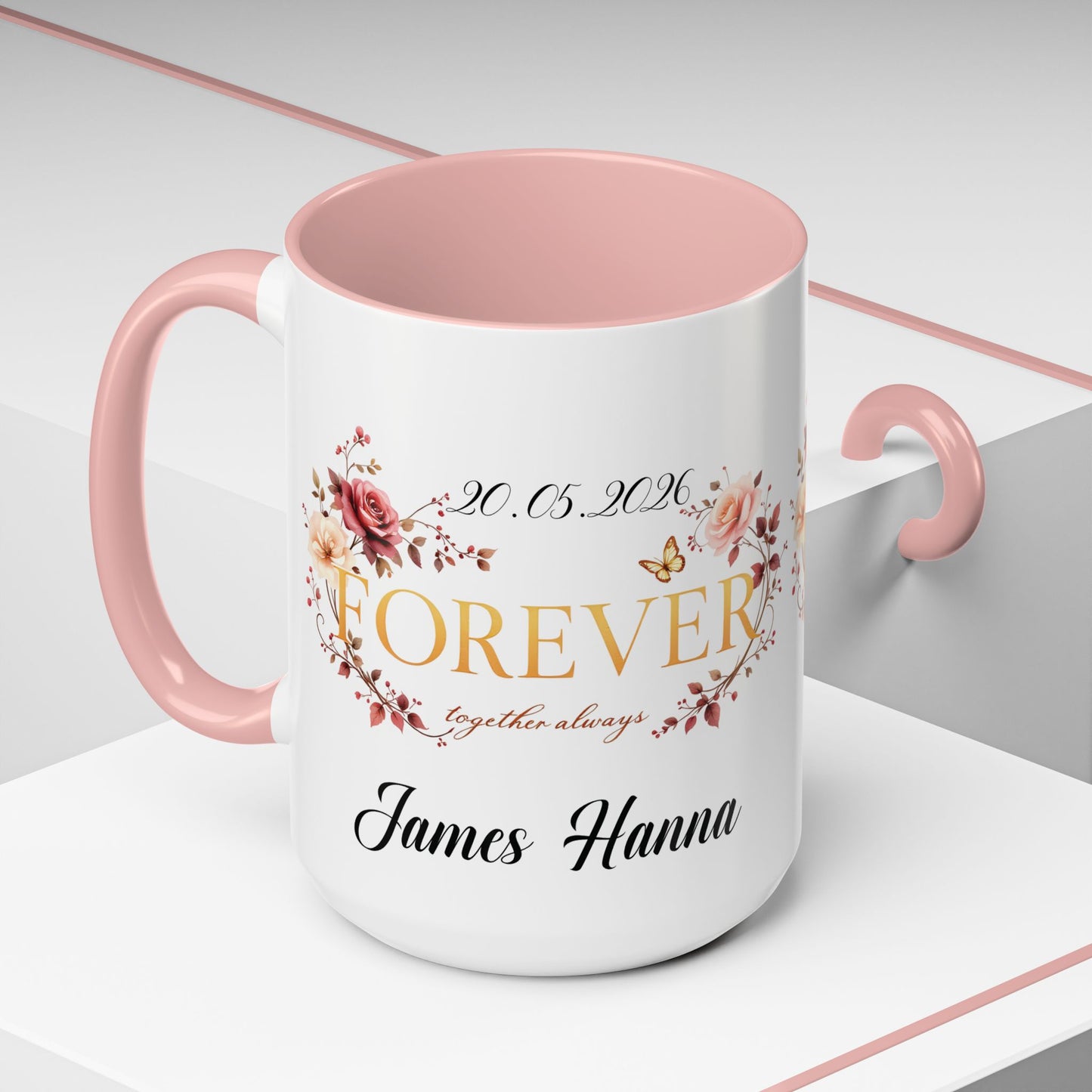 Custom wedding mug, valentines day gift, anniversary mug, bridal shower mug.