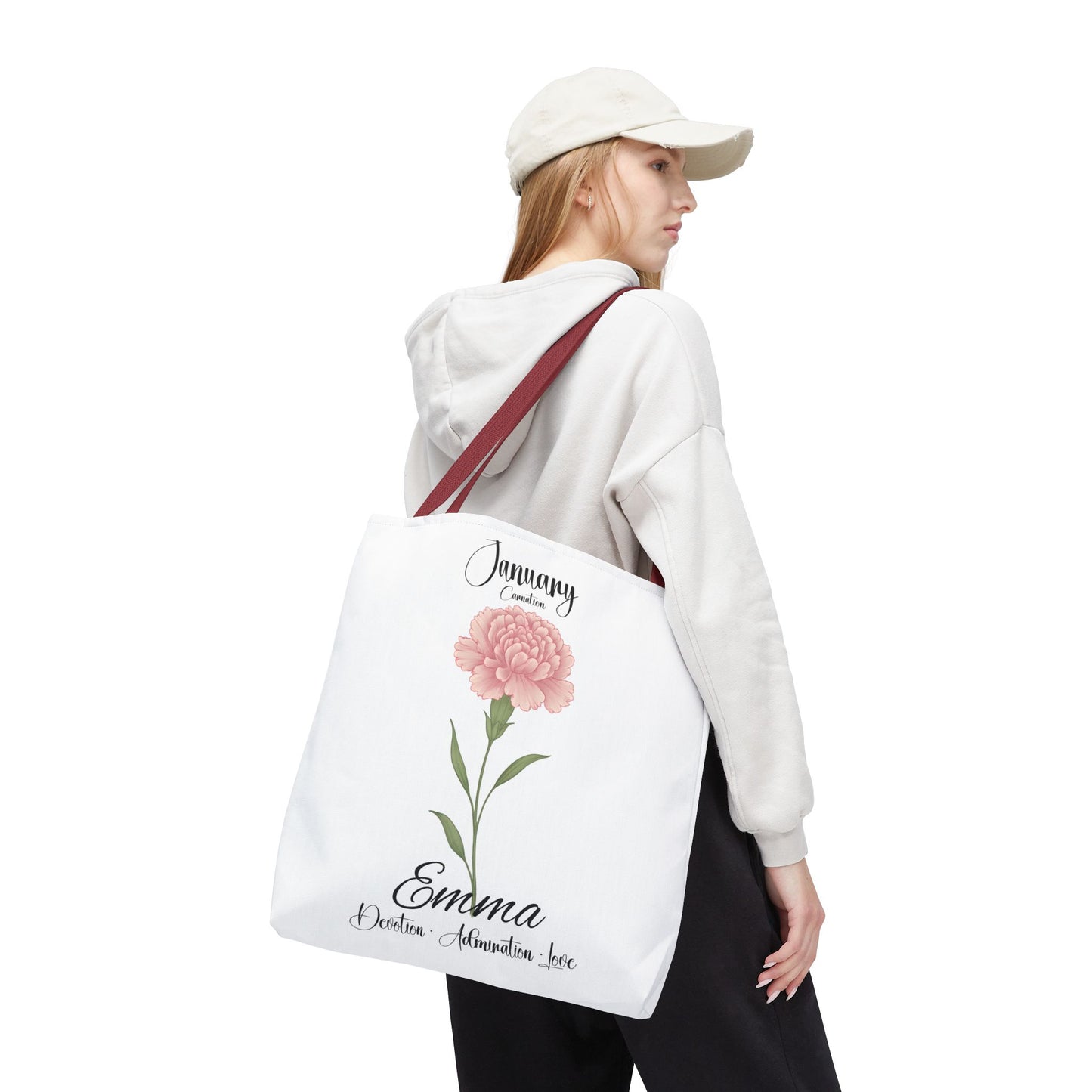 Personlized Birth Month Flower Tote Bag, Botanical Aesthetic Canvas Tote Bag, Bestfriend Gift