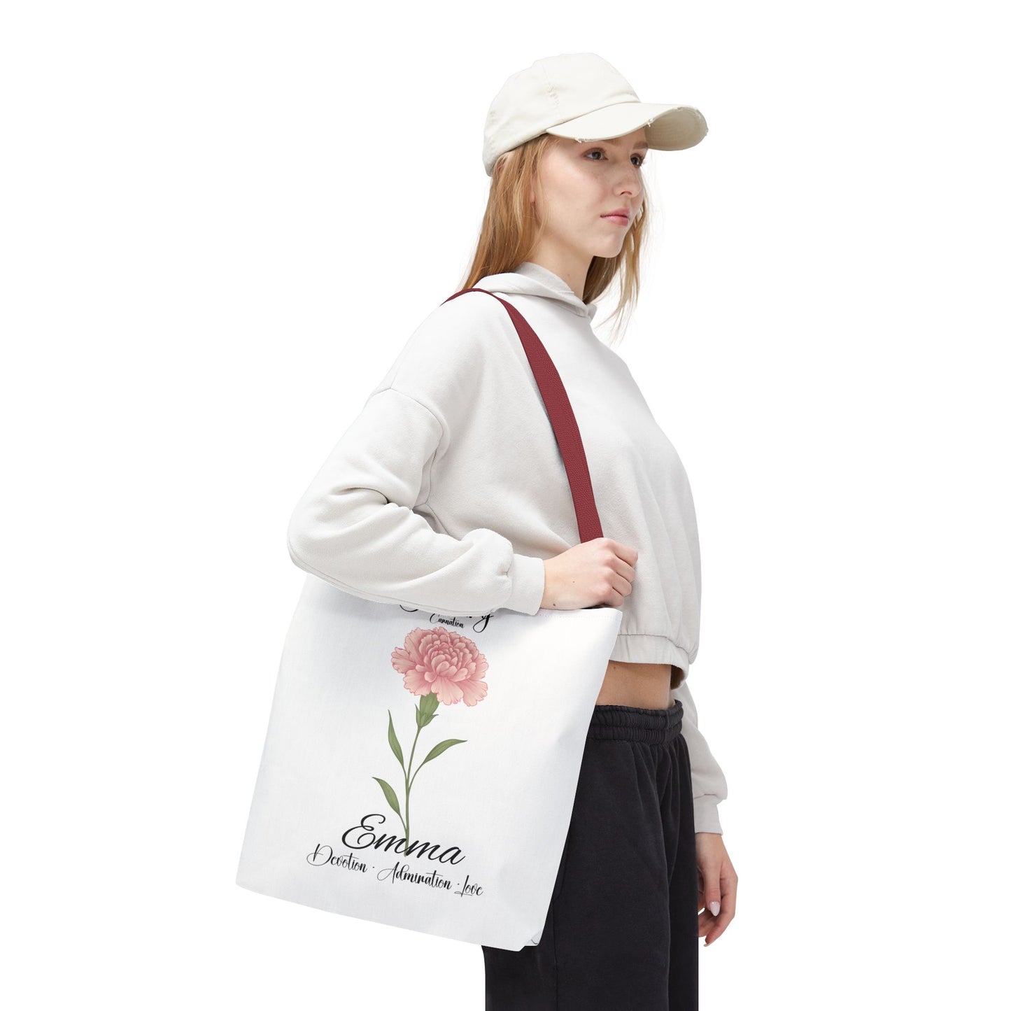 Personlized Birth Month Flower Tote Bag, Botanical Aesthetic Canvas Tote Bag, Bestfriend Gift