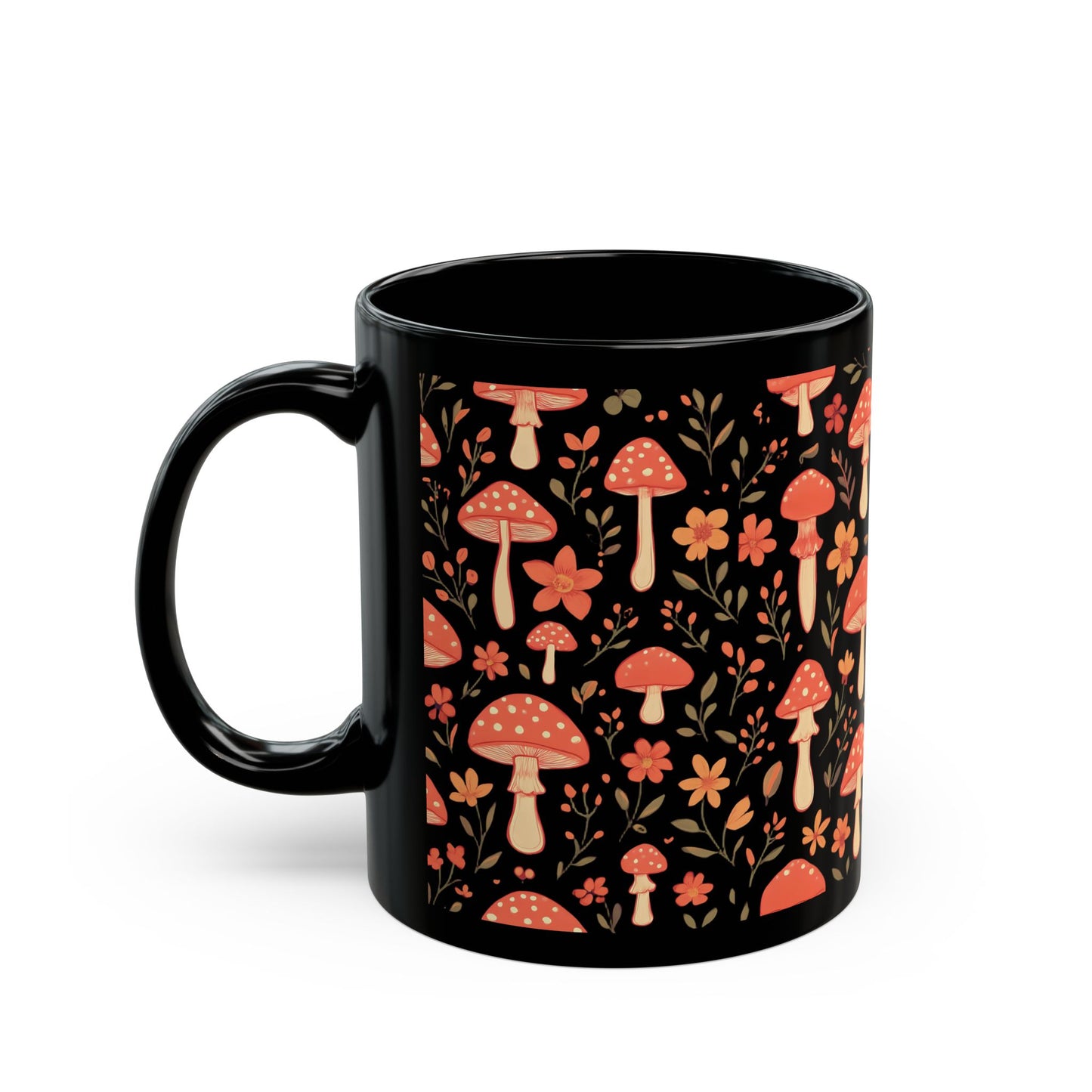 Autumnal Red Mushroom Mug, Perfect for those who adore a touch of the extraordinary in their mushrooms mug collection. 