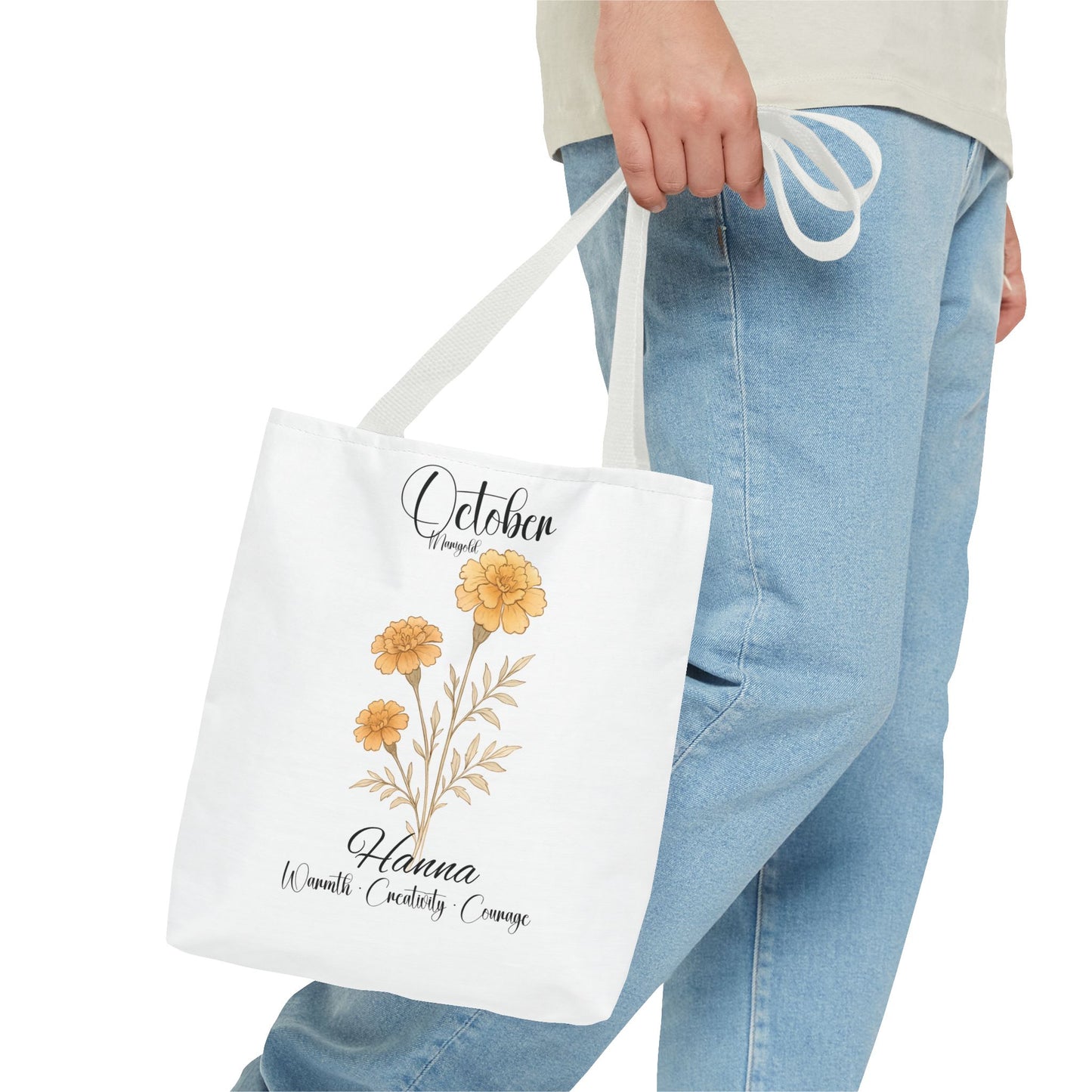 Personalized floral gift tote bag for her, birth month flower, milestone birthdays, bestfriend gift.