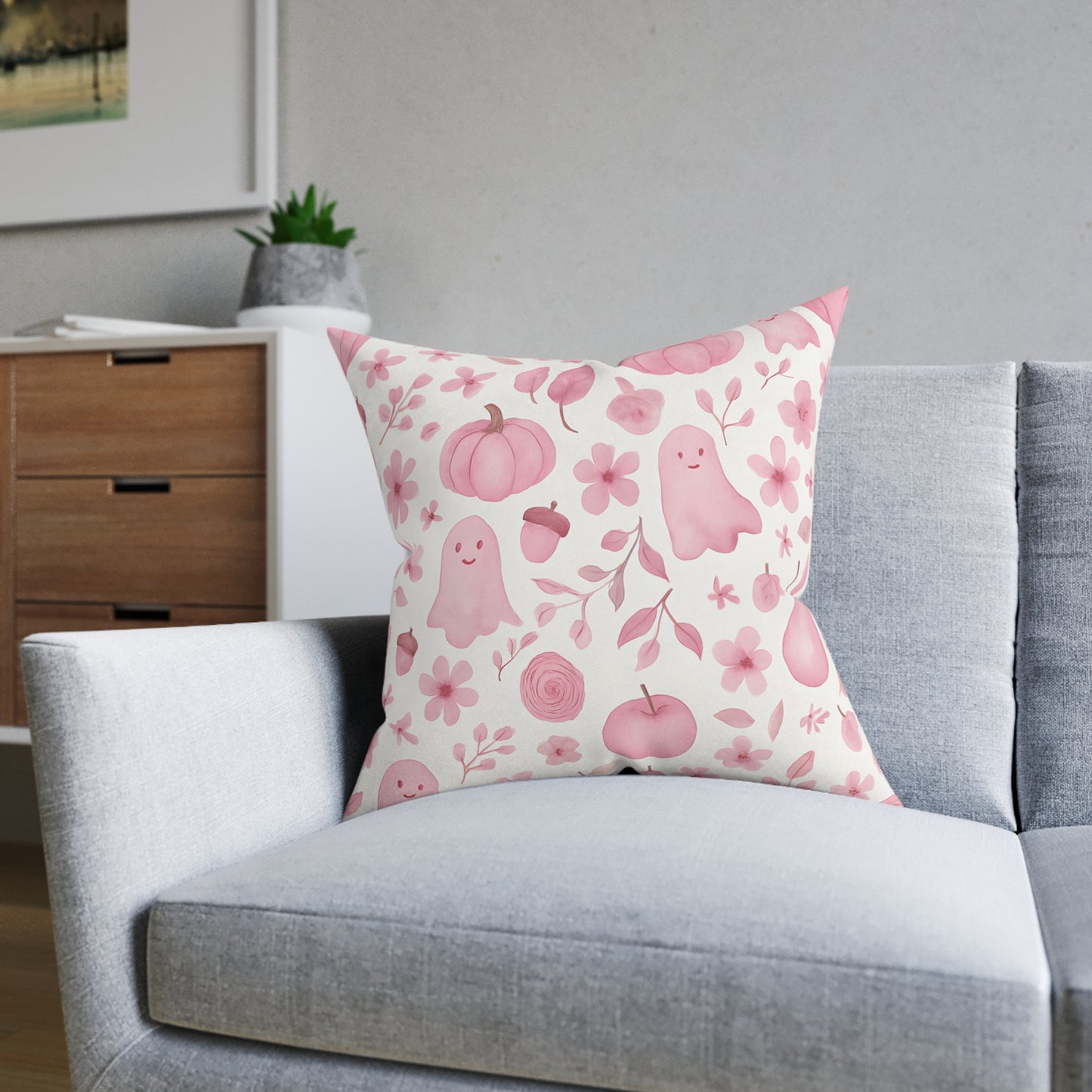 Pink Halloween Pillow, Each autumn throw pillow is crafted to harmonize effortlessly with your pink living room, creating a serene, yet stylish retreat.
