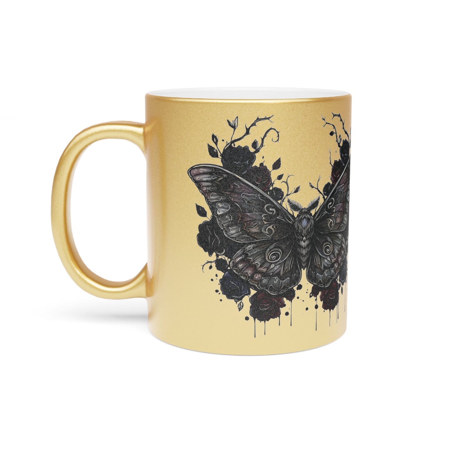 Death Moth Gothic Metallic Mug | Witchy Glam |  Unique Coffee Cup, Stylish Birthday Present