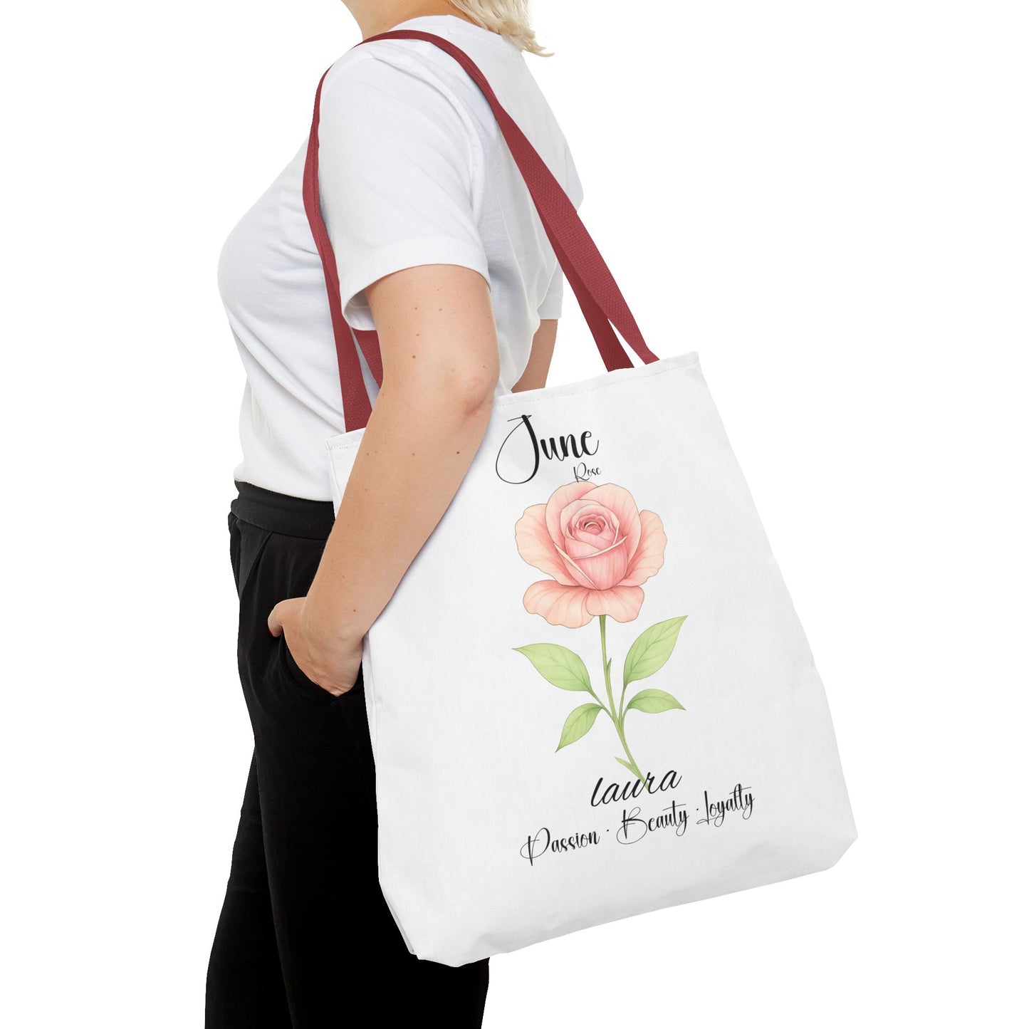 Personlised birth month flower bag for her, milestone birthdays, bestfriend gift.