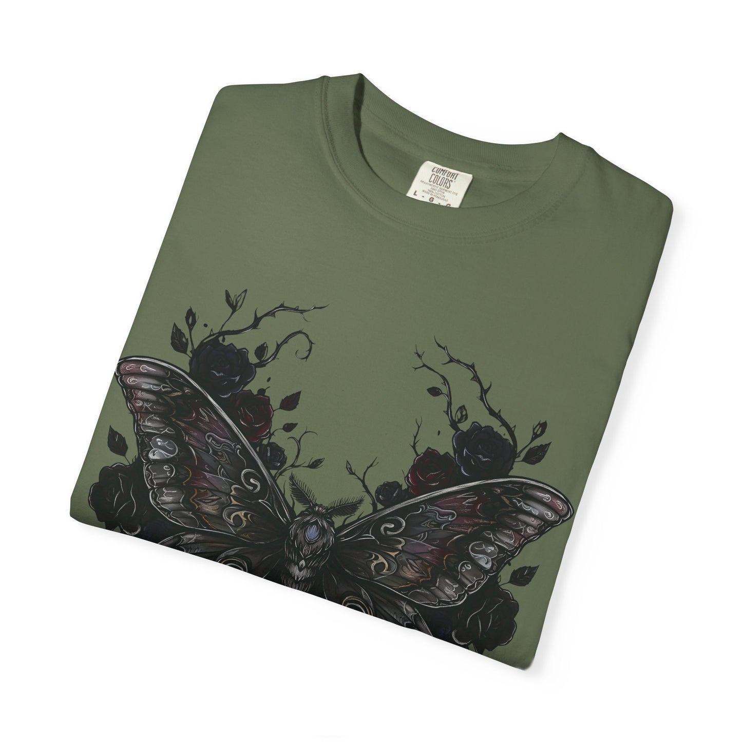 Death Moth Gothic Apparel | Dark Aesthetic Comfort Colours Tee | Alternative Goth T-Shirt