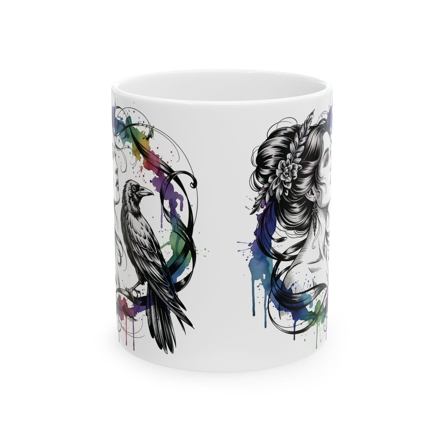 Morrigan mug, raven coffee cup,dark goddess witchy gift for her, ceramic alternative gift.
