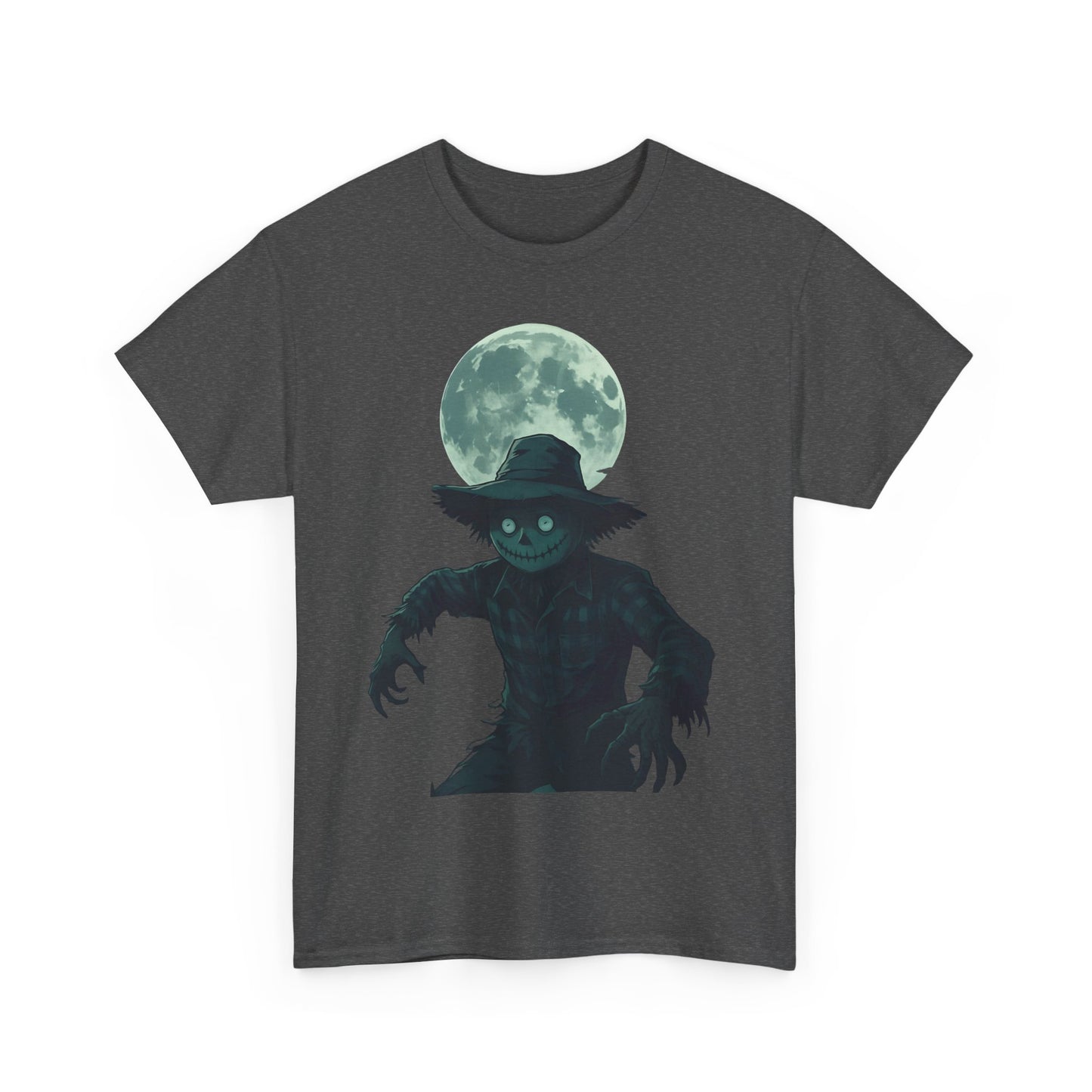 Halloween Scarecrow T-Shirt, This scarecrow shirt captures the essence of the season, transforming the traditional harvest icon into a pumpkin scarecrow that’s both captivating and chilling.Halloween