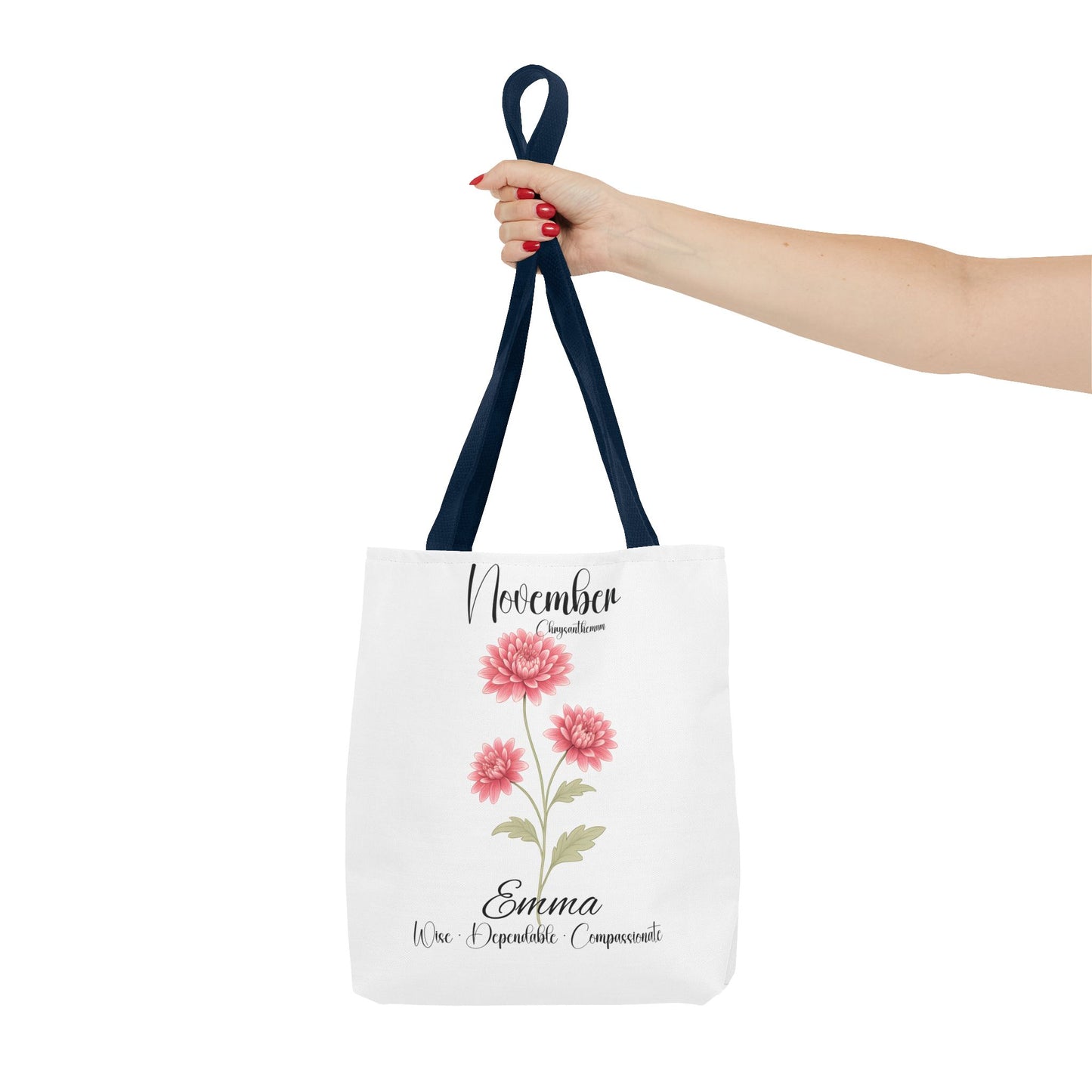 Personlized Birth Month Flower Tote Bag, Botanical Aesthetic Canvas Tote Bag, Bestfriend Gift