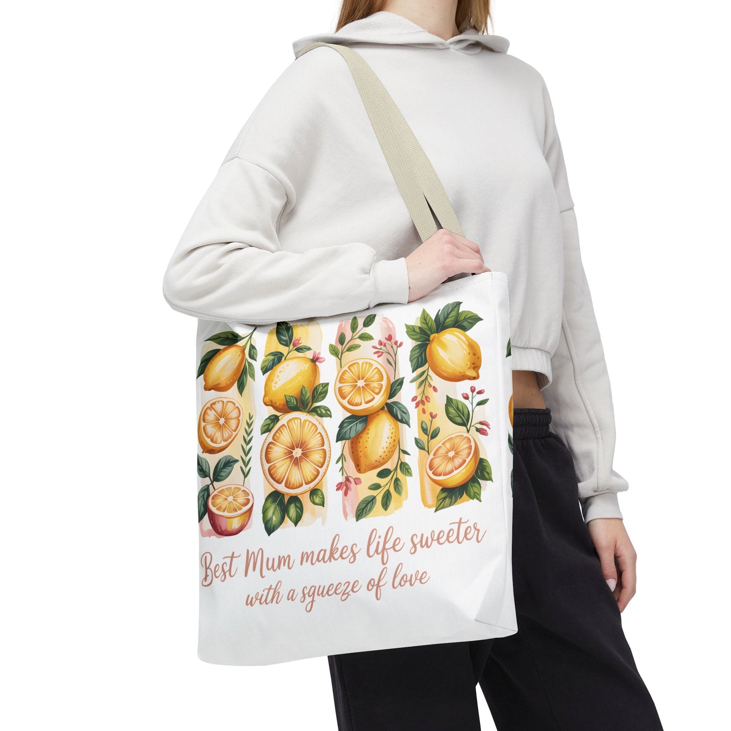 Best Mom Tote Bag, Lemon Print, lemon birthday gift
