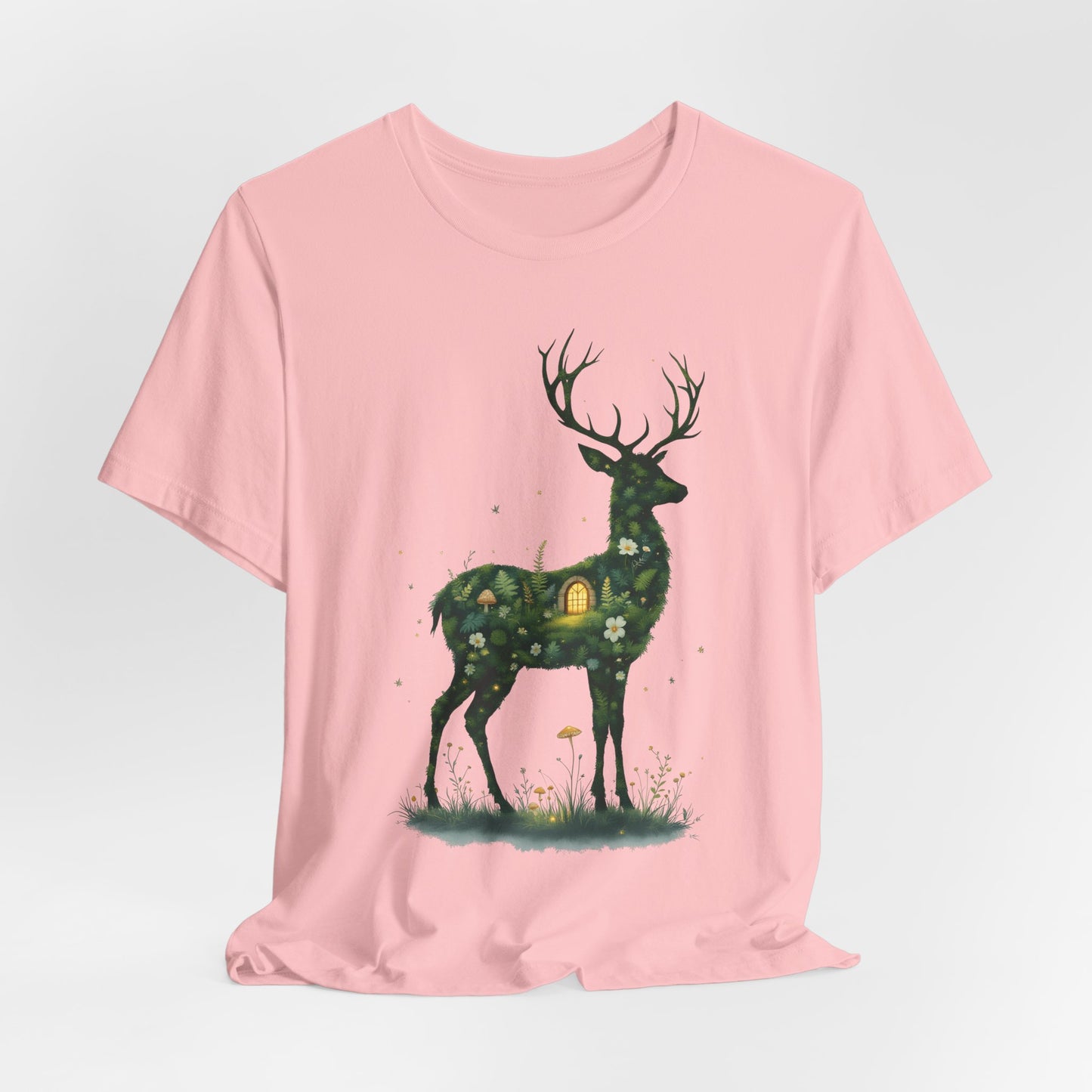 Moss Deer Silhouette Shirt, Forestcore Tee, Botanical Nature Animal Print, Woodland Gift
