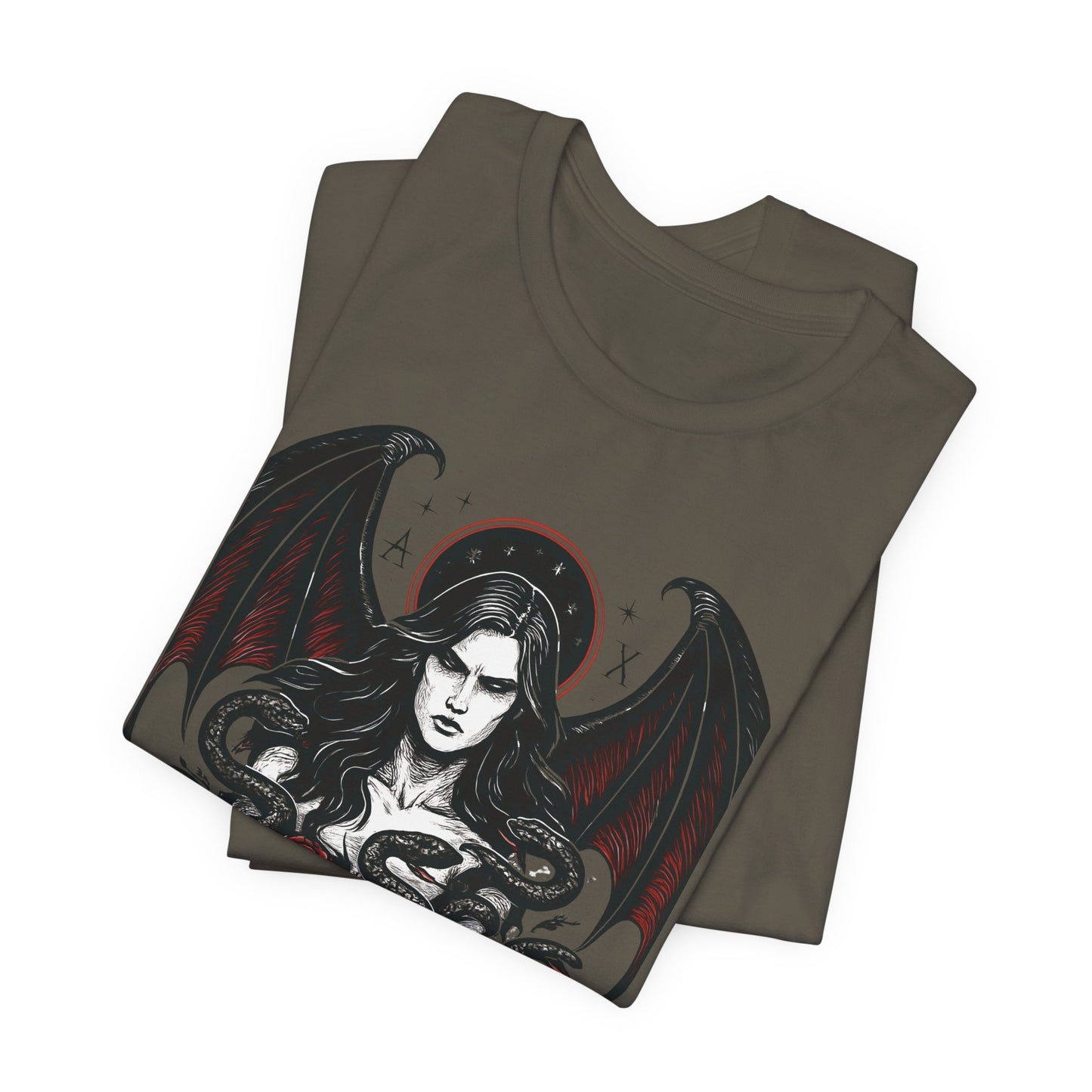 Goddess Lilith Graphic T-shirt, Whether you're drawn to witchy things or simply love the Lilith goddess, this piece adds a touch of mystery and power to your wardrobe.