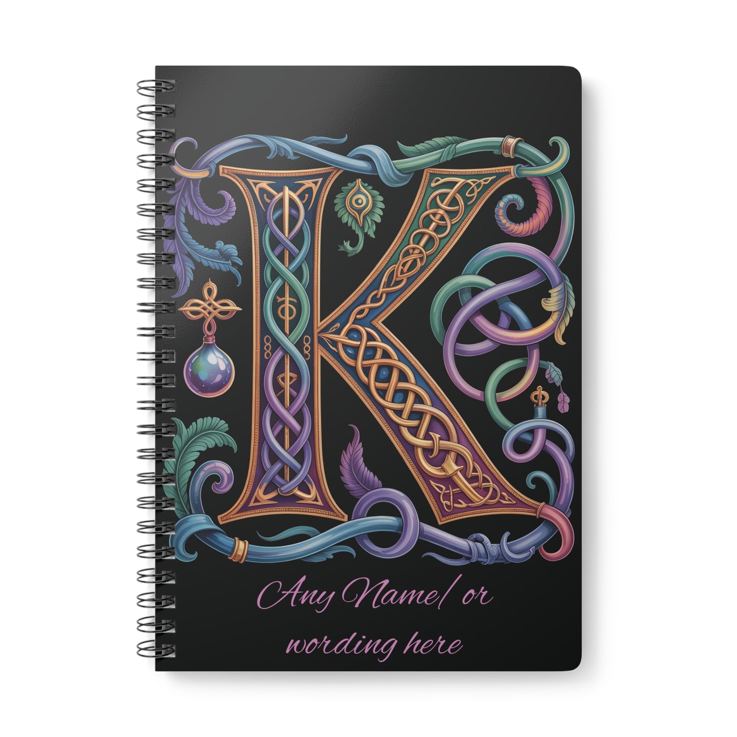 Personalized Norse Witchy Monogram A5 Notebook, Custom Journal,Monogram Notebook, Grimoire Journal, Book Of Shadows, Viking Grimoire Journal