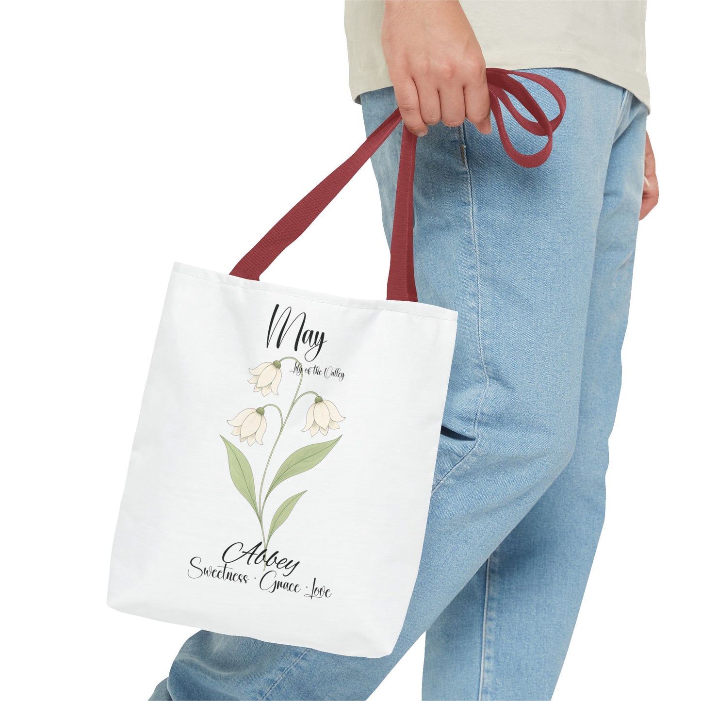 Personlised birth month flower bag for her, milestone birthdays, bestfriend gift.