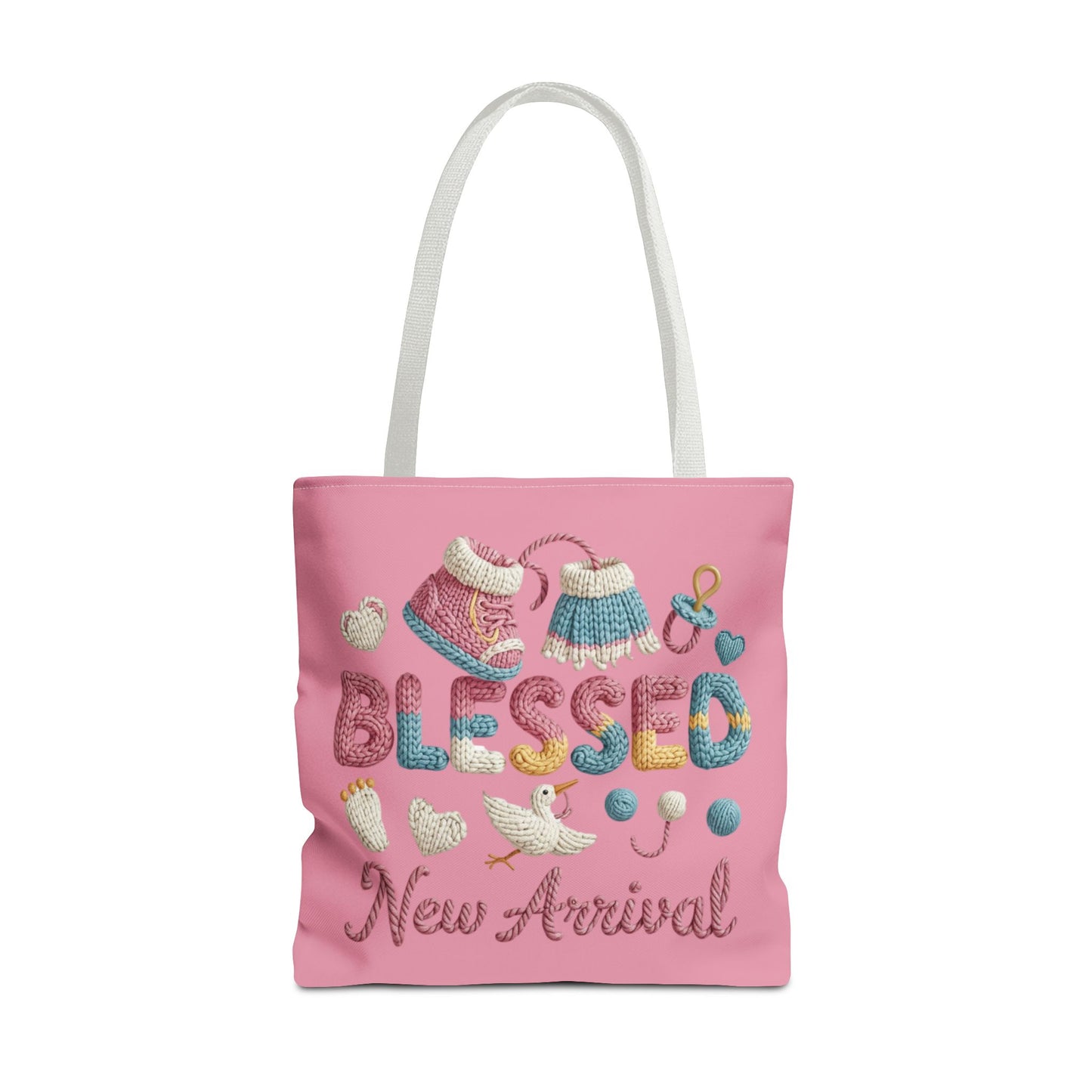 New arrival Tote Bag, knit style lettering Diaper Bag, Mom Essentials, Baby Shower tote.