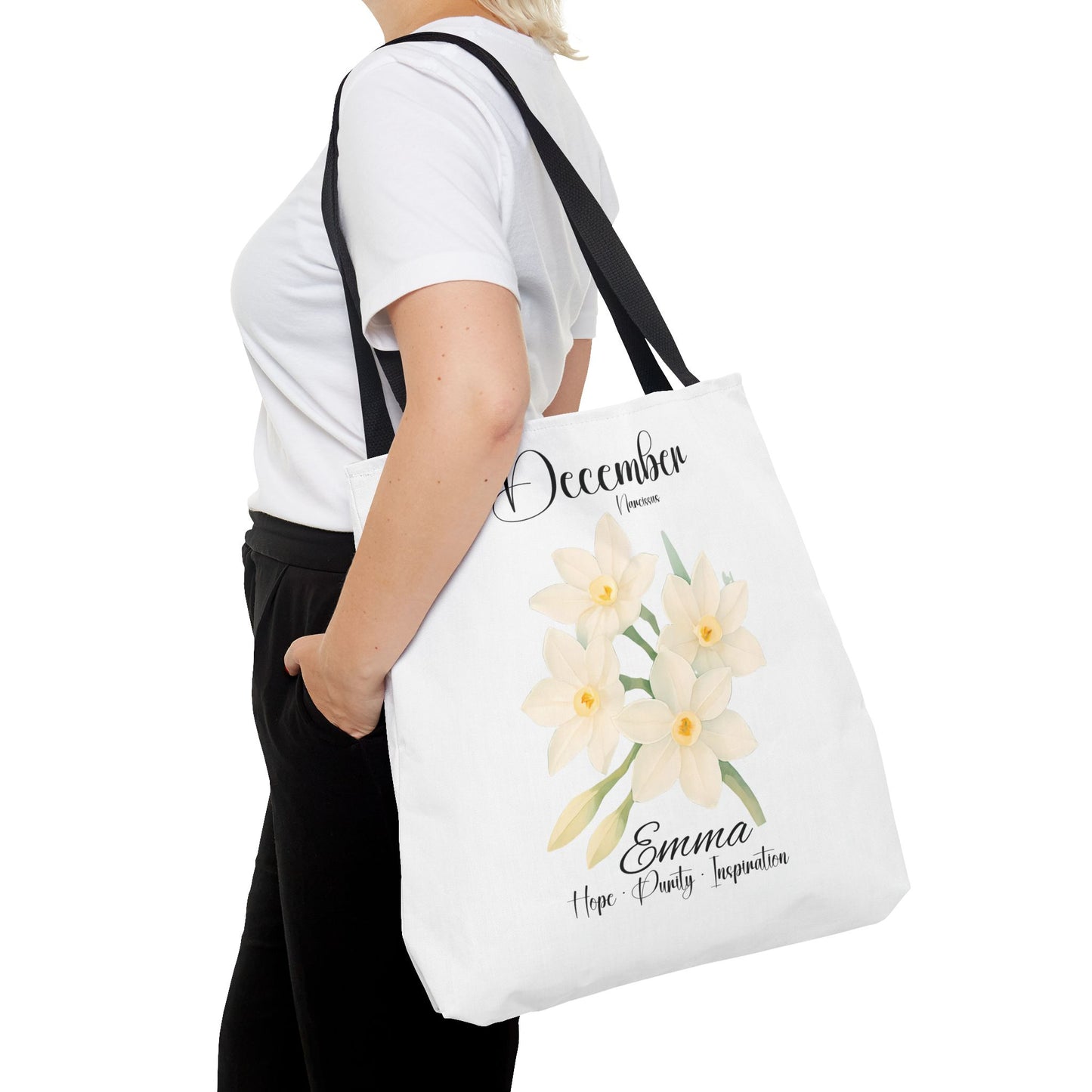 Personlized Birth Month Flower Tote Bag, Botanical Aesthetic Canvas Tote Bag, Bestfriend Gift