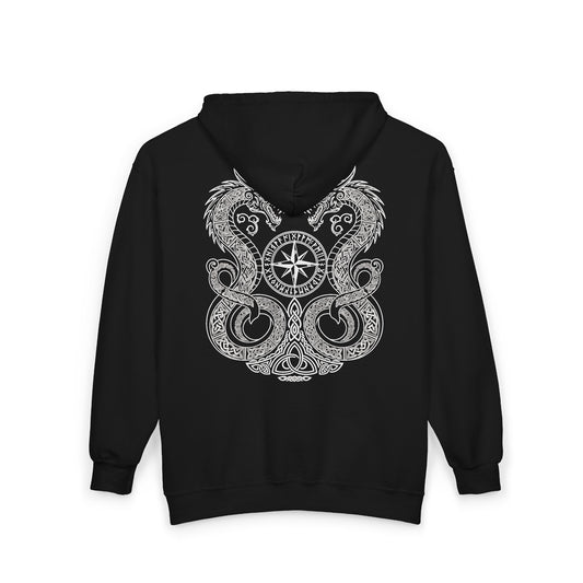 Double Dragon Norse Compass hoodie | Zip Sweatshirt