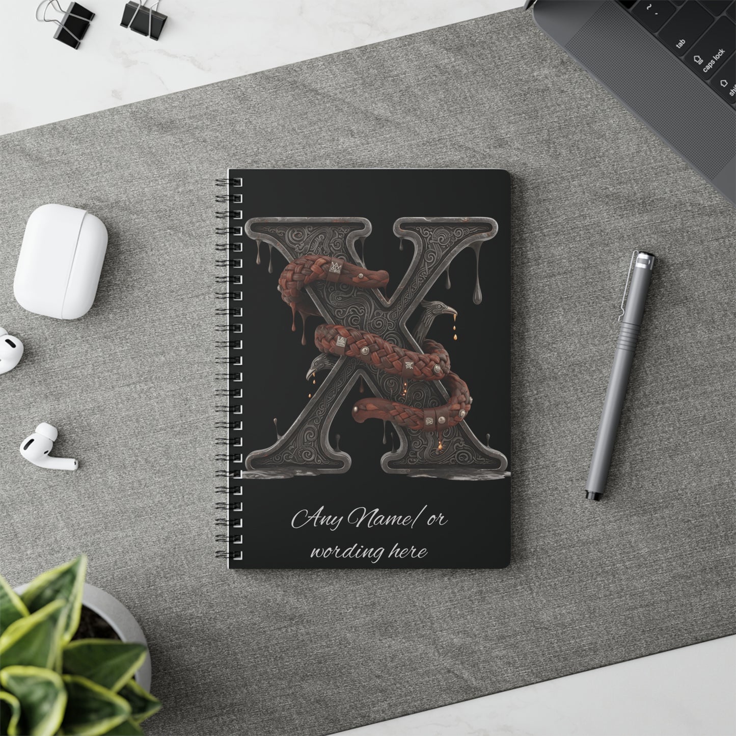 Personalized Norse Witchy Monogram A5 Notebook, Custom Journal, Monogram  Letter "W" Notebook.