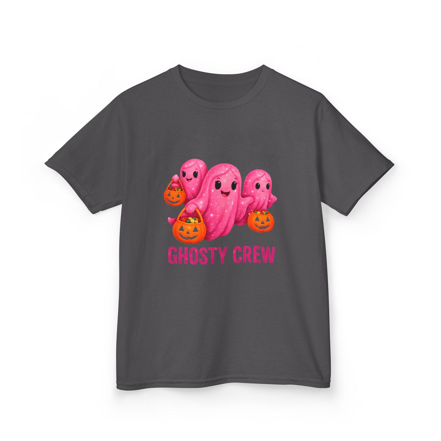 Pink Ghosty Tee Kids Heavy Cotton™ Tee, Be part of the ghosty crew and embrace the Halloween vibe with this playful design