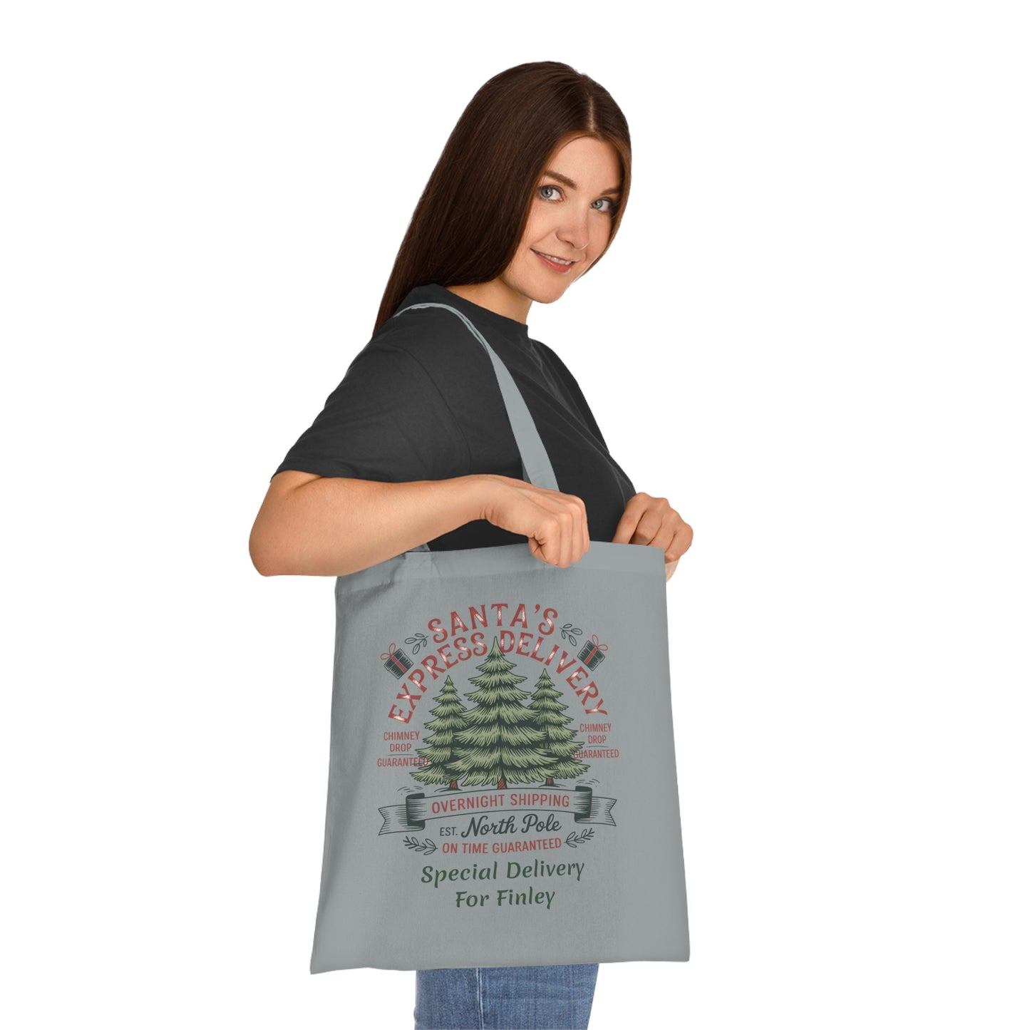 Personalised Santa's Express Delivery Cotton Tote Bag, Custom gift Bag.