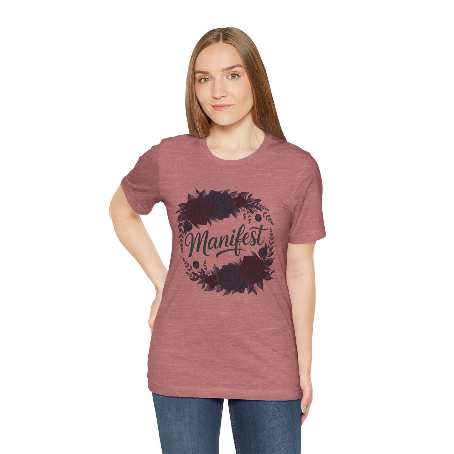 Manifest Witchy T-Shirt | Dark Feminine Floral Shirt | Witchy Glam Manifestation Tee | Spiritual Goddess Moon Graphic Top