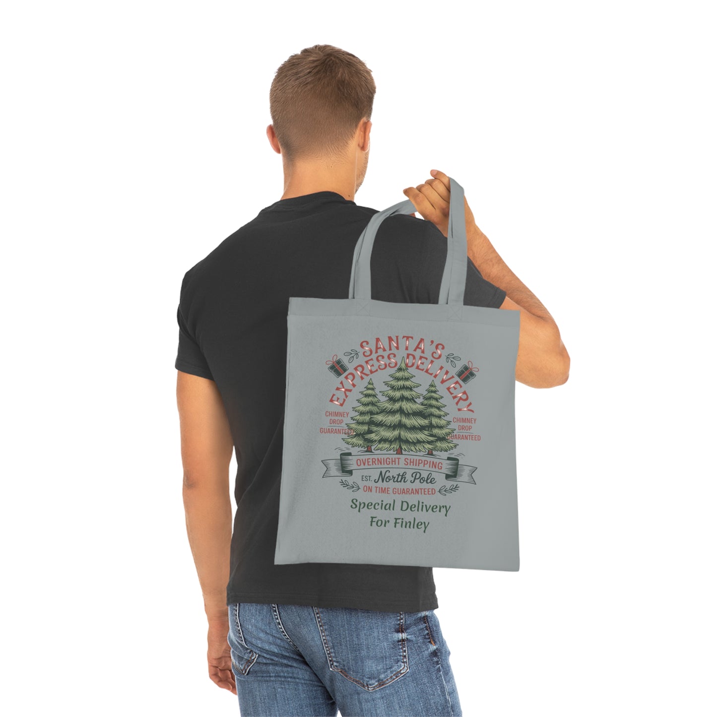 Personalised Santa's Express Delivery Cotton Tote Bag, Custom gift Bag.