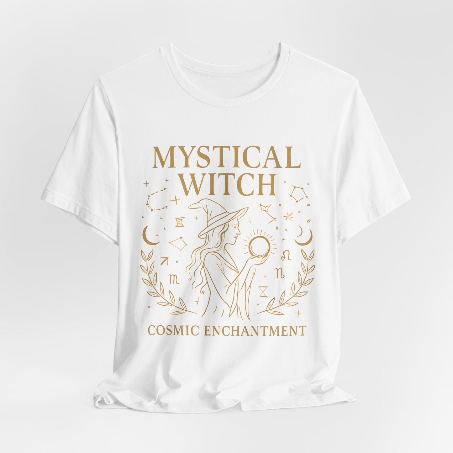 Mystical Witch Cosmic Enchantment T-shirt, perfect for any witchy woman seeking to channel her inner celestial witch.