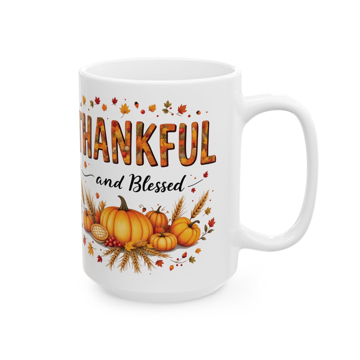 Thankful Fall Ceramic Mug,  Perfect Gift for Thanksgiving,  Seasonal Home Decor