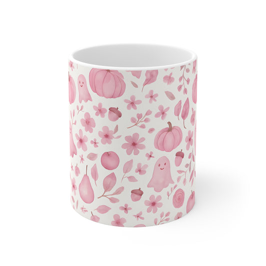 Pink Ghosty Pumpkin Mug, this cute ghost mug is your perfect companion for cozy autumn mornings.
