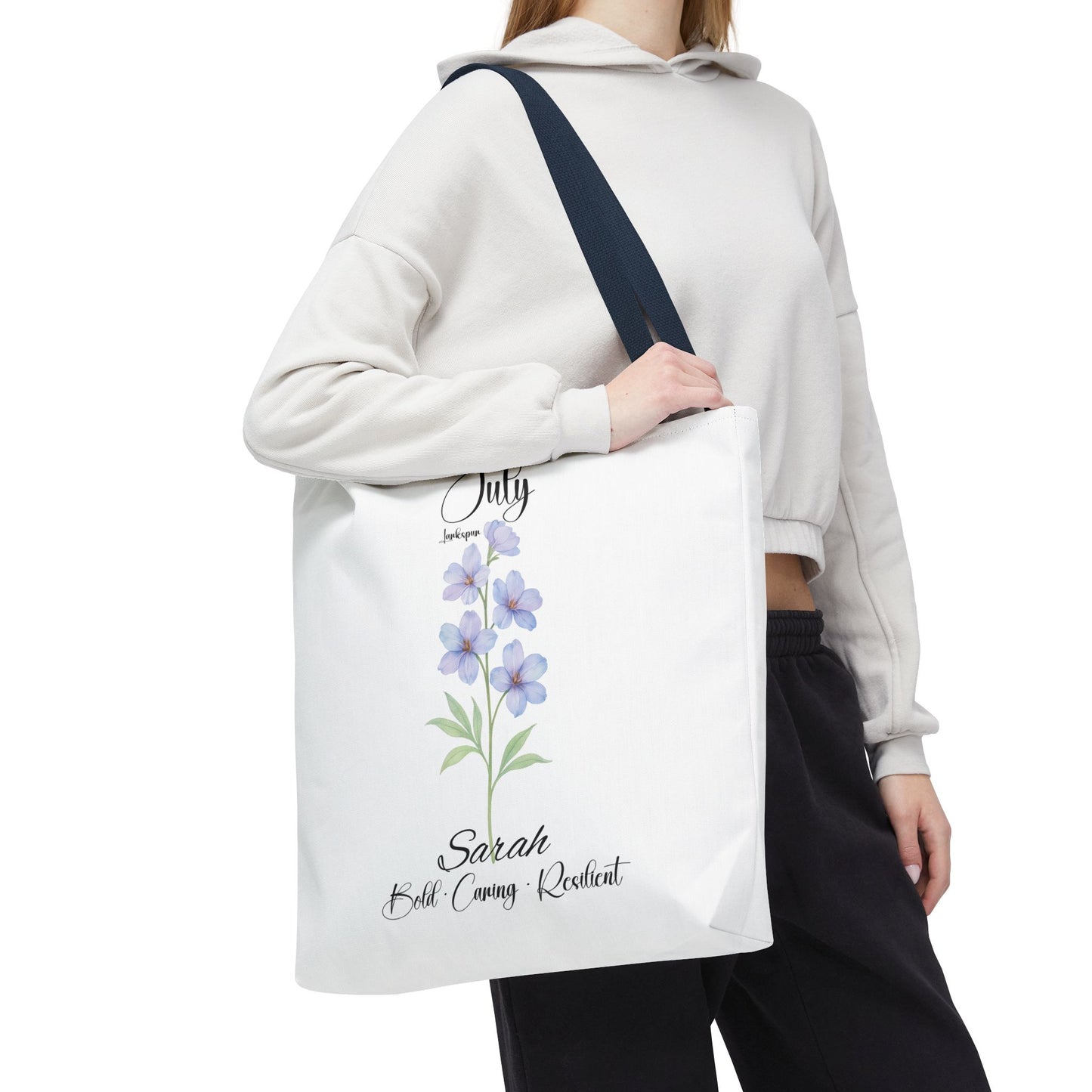 Personalized birth month flower tote bag for her, milestone birthdays, bestfriend gift.