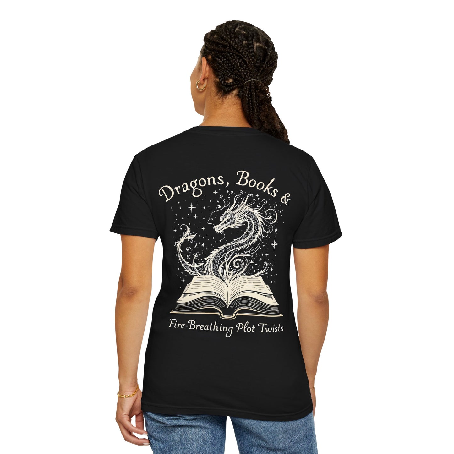 Book Lover Tee, Comfort Colors Dragon Shirt, Fantasy Reader, Bibliophile Gift.