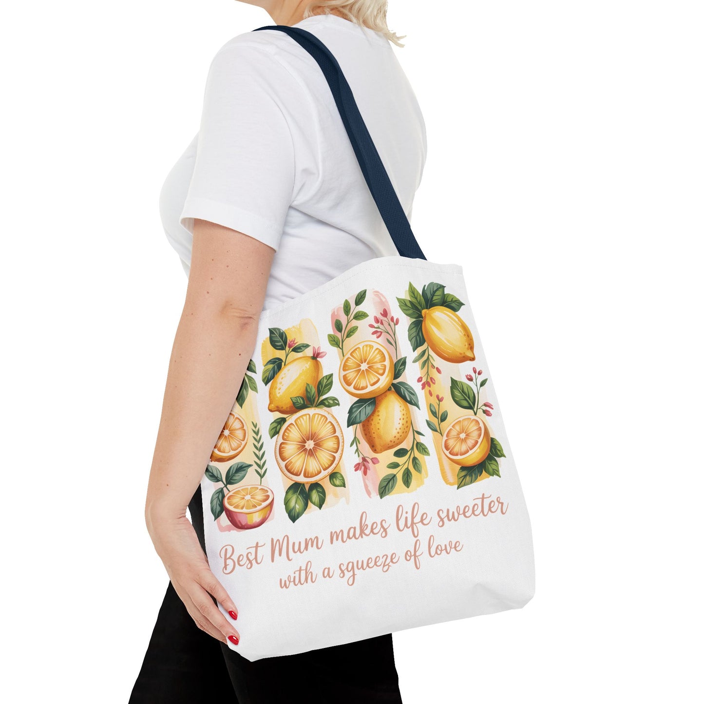 Best Mom Tote Bag, Lemon Print, lemon birthday gift