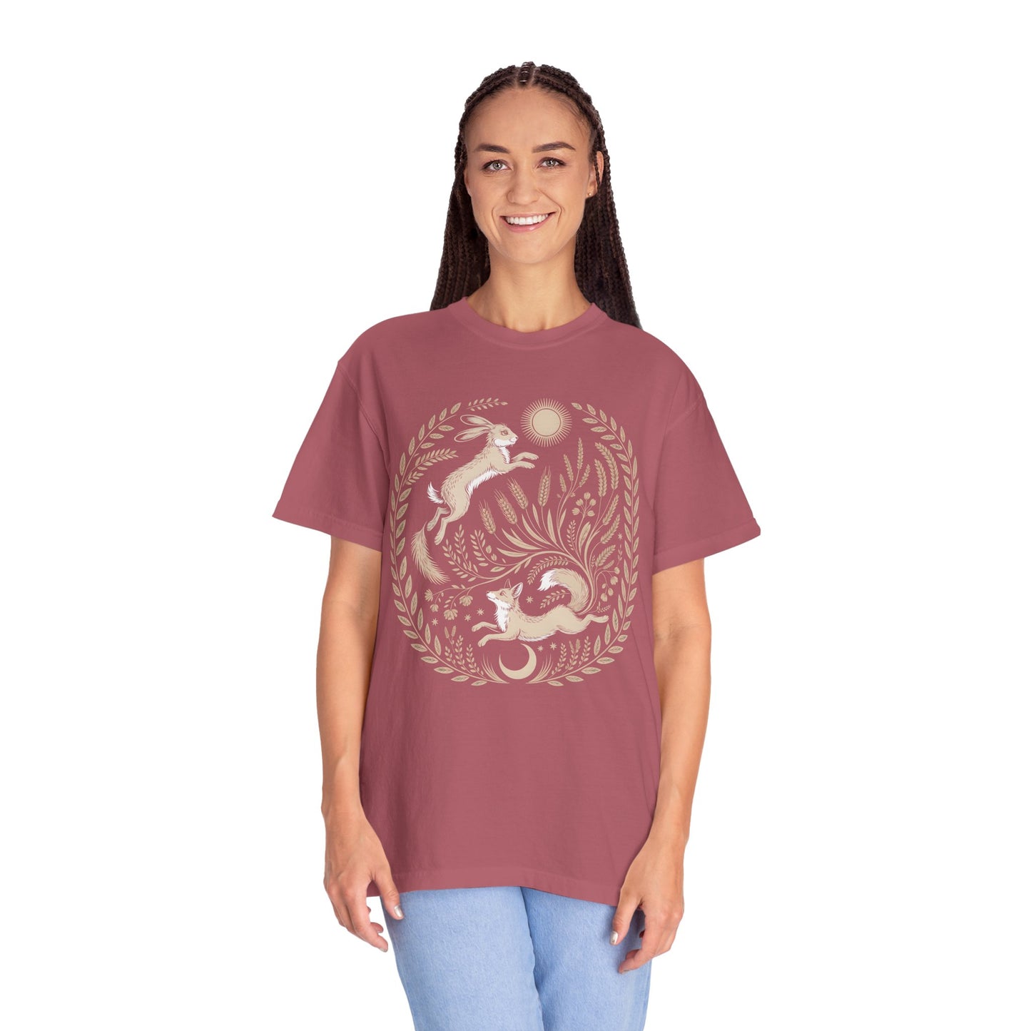 Fox moon t shirt, Witchy Forestcore Tee, Mystical Animal Graphic Shirt, Dark Academia