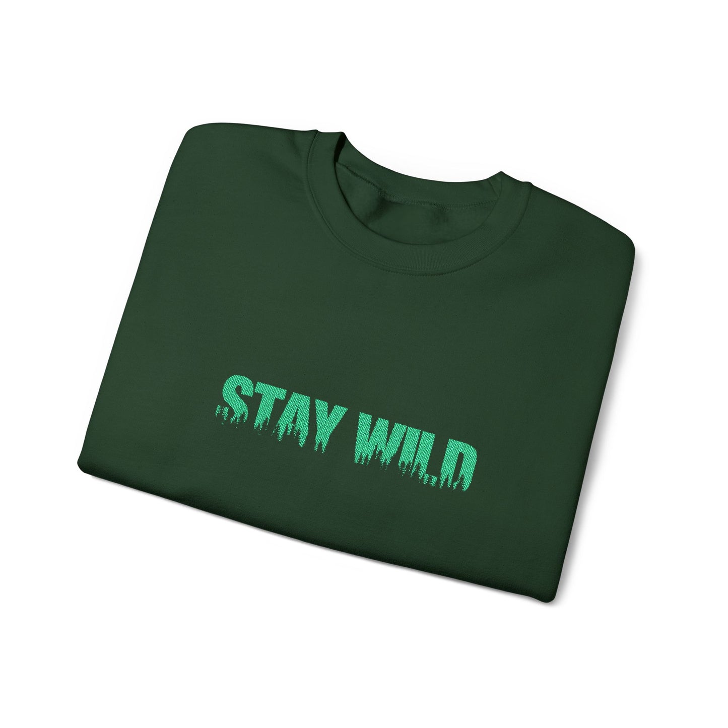 Stay Wild Forest Graphic Embroidered Nature Crewneck, Outdoors Sweatshirt, Hiking & Camping Gift