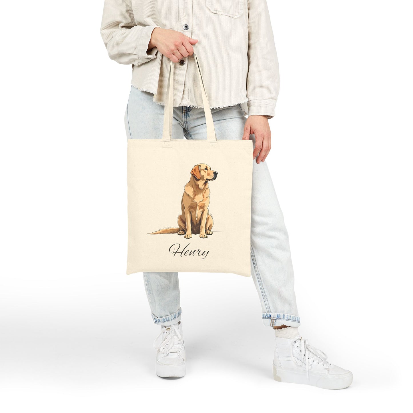 Personalized Dog Tote Bag |  Pet Name Canvas Tote | Golden Retriever Gift