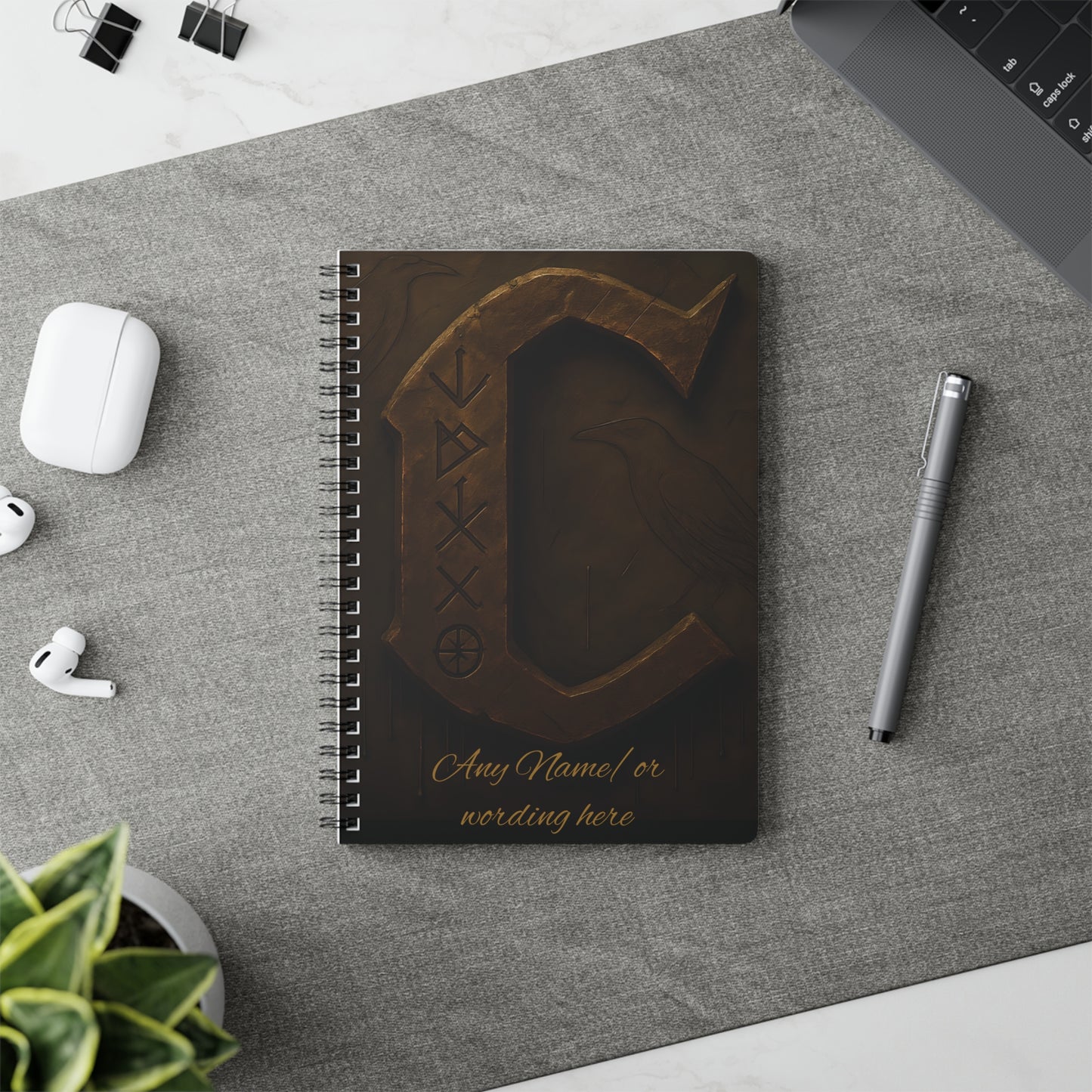 Personalized Norse Witchy Monogram A5 Notebook, Custom Journal,Monogram Notebook, Grimoire Journal, Book Of Shadows, Viking Grimoire Journal