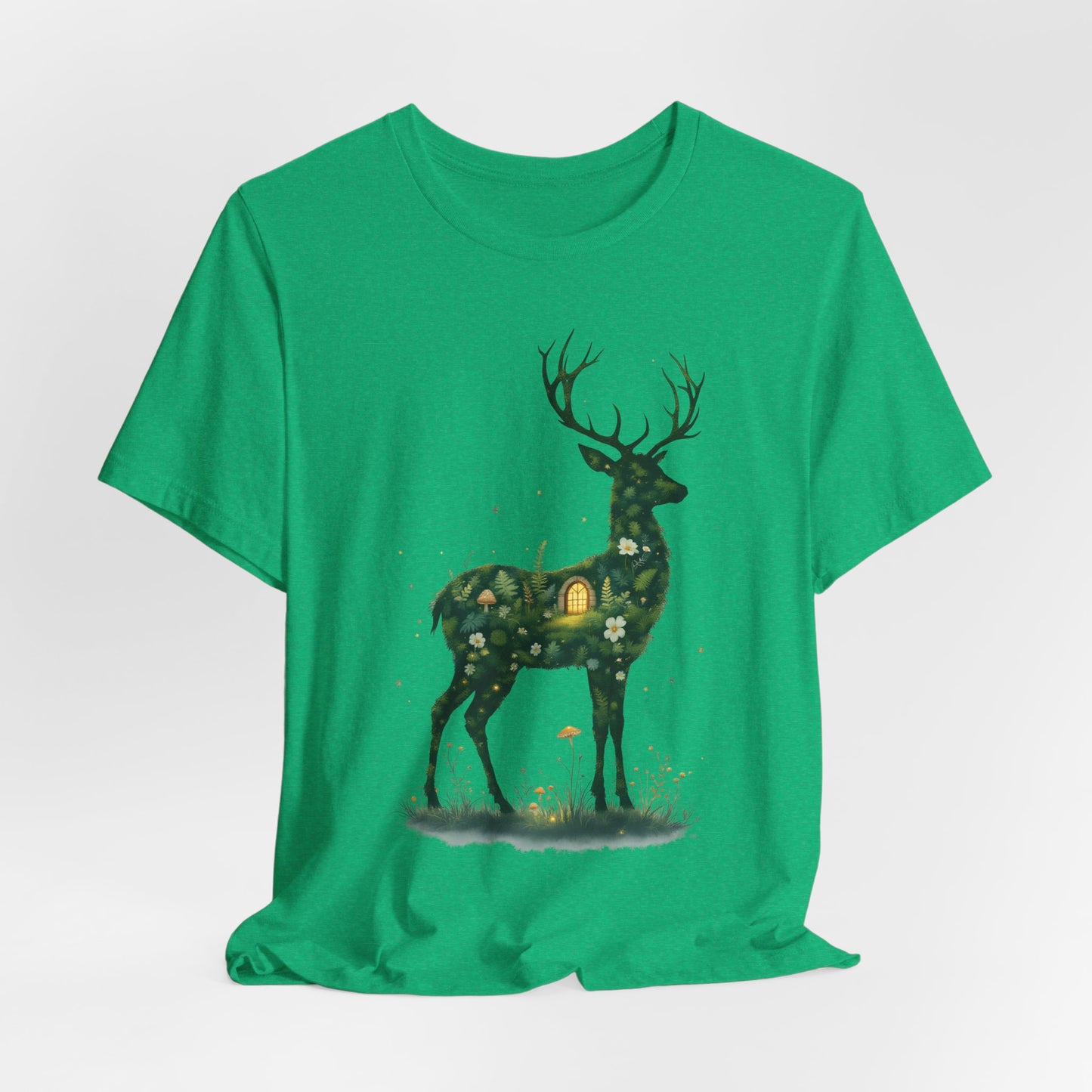 Moss Deer Silhouette Shirt, Forestcore Tee, Botanical Nature Animal Print, Woodland Gift