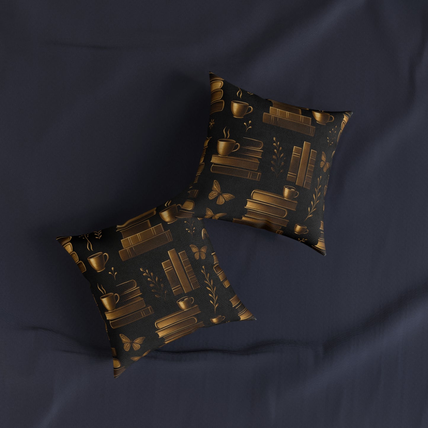 Books and Coffee Cushion, Perfect for cozy corners or grand libraries, this pillow is not just decor—it's a celebration of your passion for books and the comforting ritual of a quiet coffee moment.