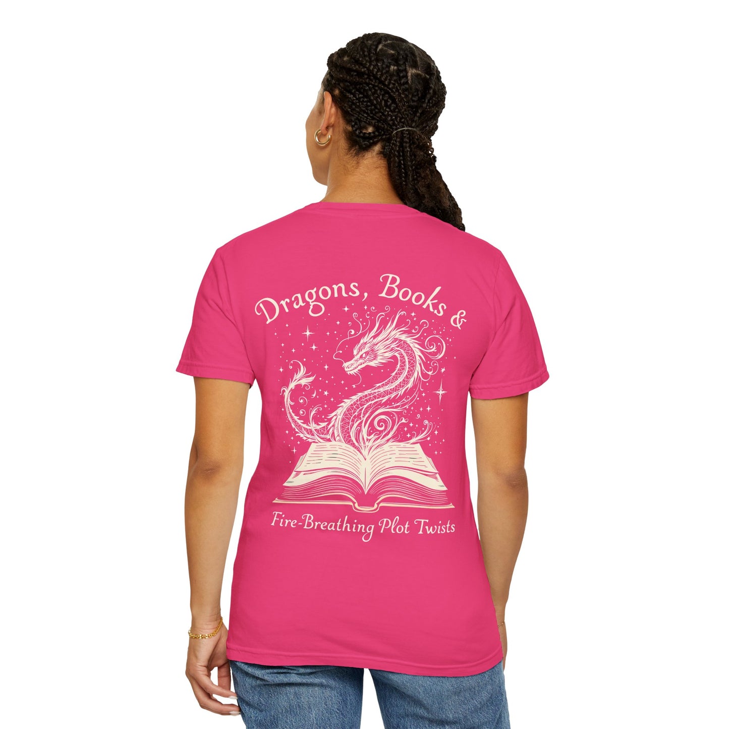 Book Lover Tee, Comfort Colors Dragon Shirt, Fantasy Reader, Bibliophile Gift.