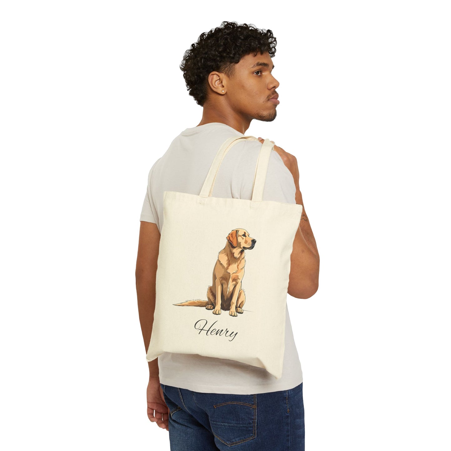 Personalized Dog Tote Bag |  Pet Name Canvas Tote | Golden Retriever Gift