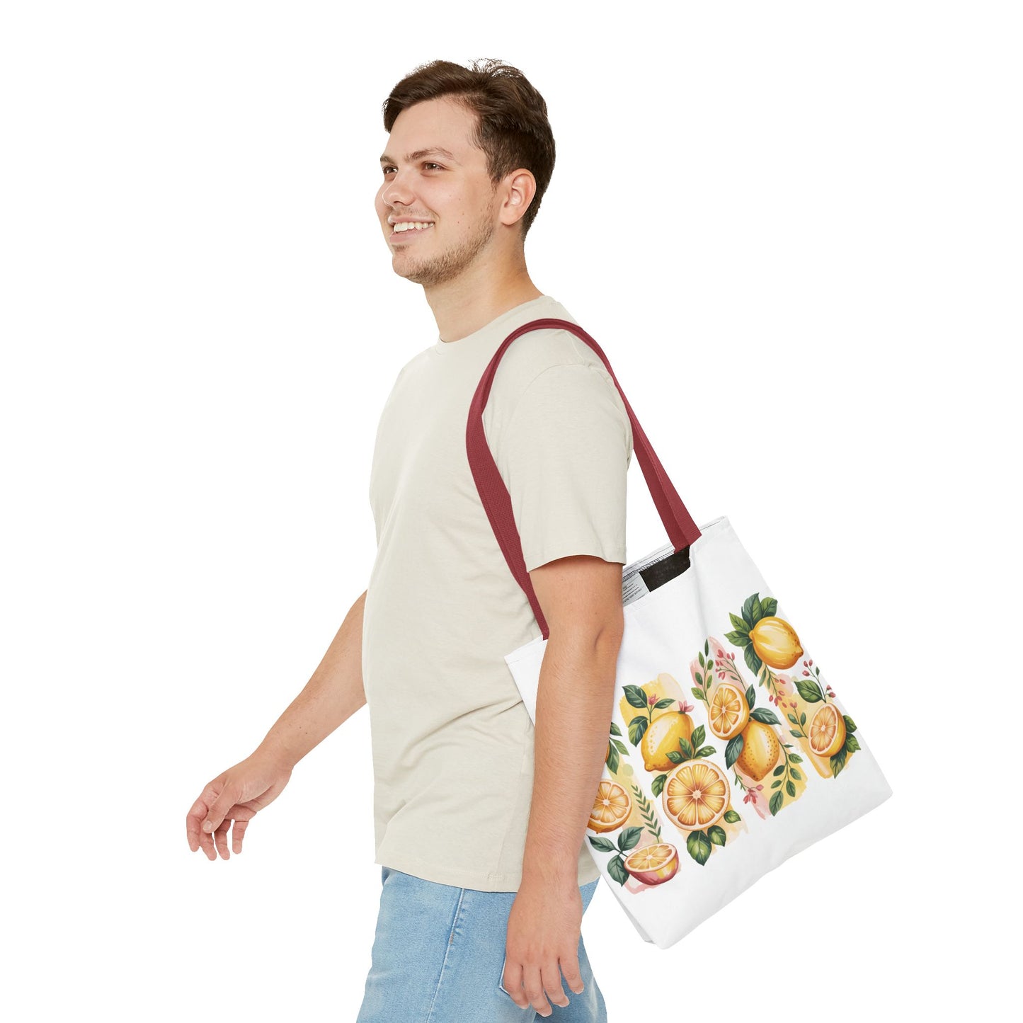 lemon tote bag, large grocery tote, alternative gifts