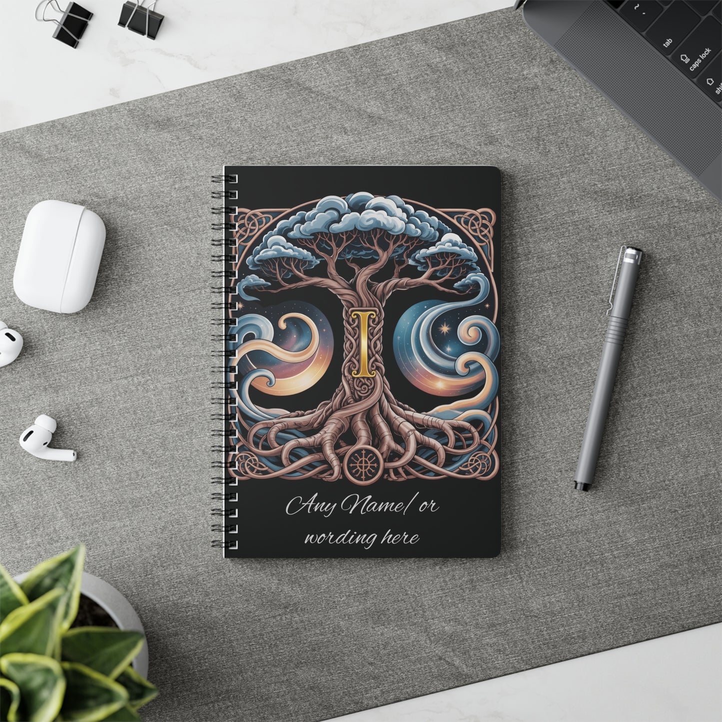 Personalized Norse Witchy Monogram A5 Notebook, Custom Journal,Monogram Notebook, Grimoire Journal, Book Of Shadows, Viking Grimoire Journal
