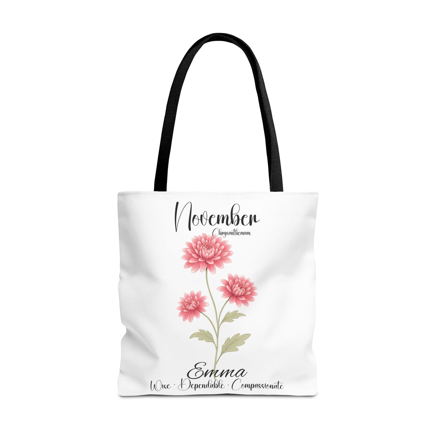 Personlized Birth Month Flower Tote Bag, Botanical Aesthetic Canvas Tote Bag, Bestfriend Gift