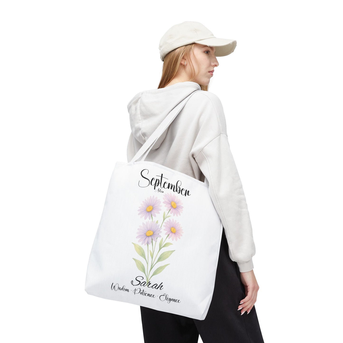 Personalized Best Friend tote bag for her, Birth Month Flower, milestone birthdays.