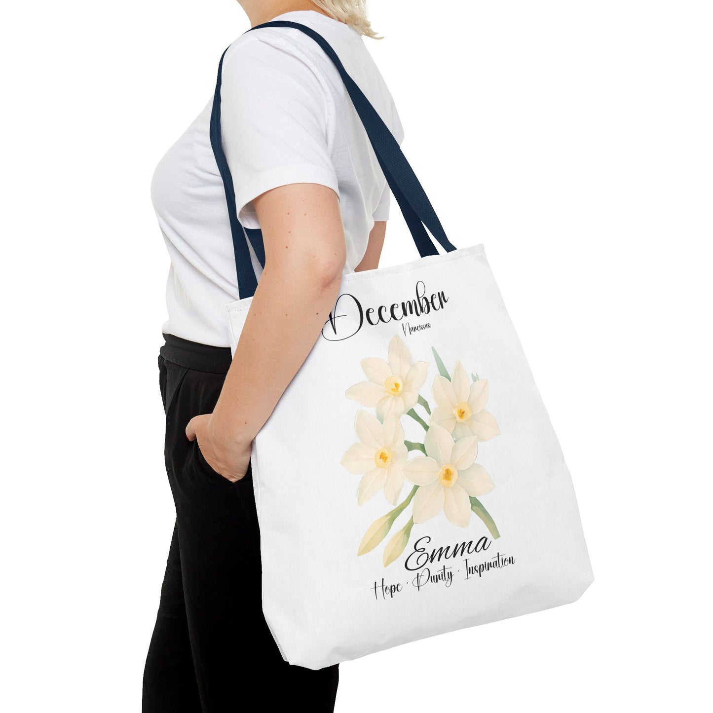 Personlized Birth Month Flower Tote Bag, Botanical Aesthetic Canvas Tote Bag, Bestfriend Gift